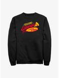 Stranger Things Season's Eatings Surfer Boy Pizza Logo Sweatshirt, BLACK, hi-res