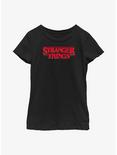 Stranger Things Christmas Lights Logo Youth Girls T-Shirt, BLACK, hi-res