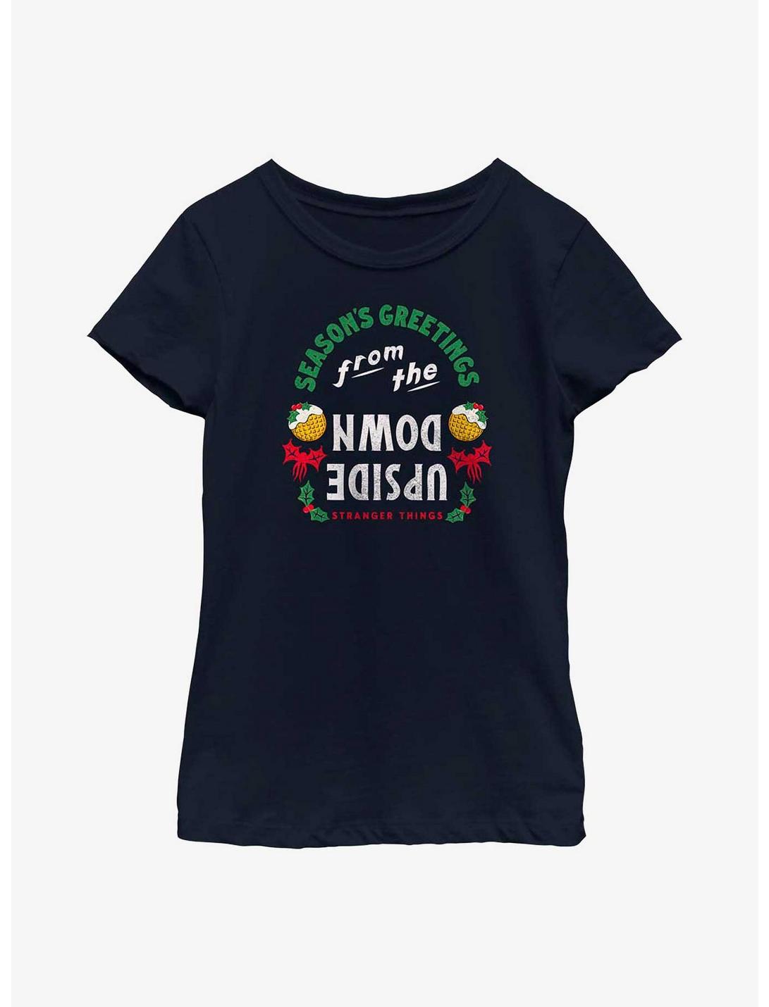 Stranger Things Greetings From The Upside Down Youth Girls T-Shirt, NAVY, hi-res