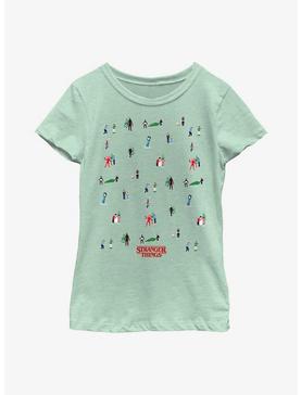 Stranger Things Holiday Tree Scenes Group Youth Girls T-Shirt, , hi-res