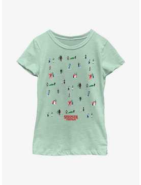 Stranger Things Holiday Tree Scenes Group Youth Girls T-Shirt, , hi-res