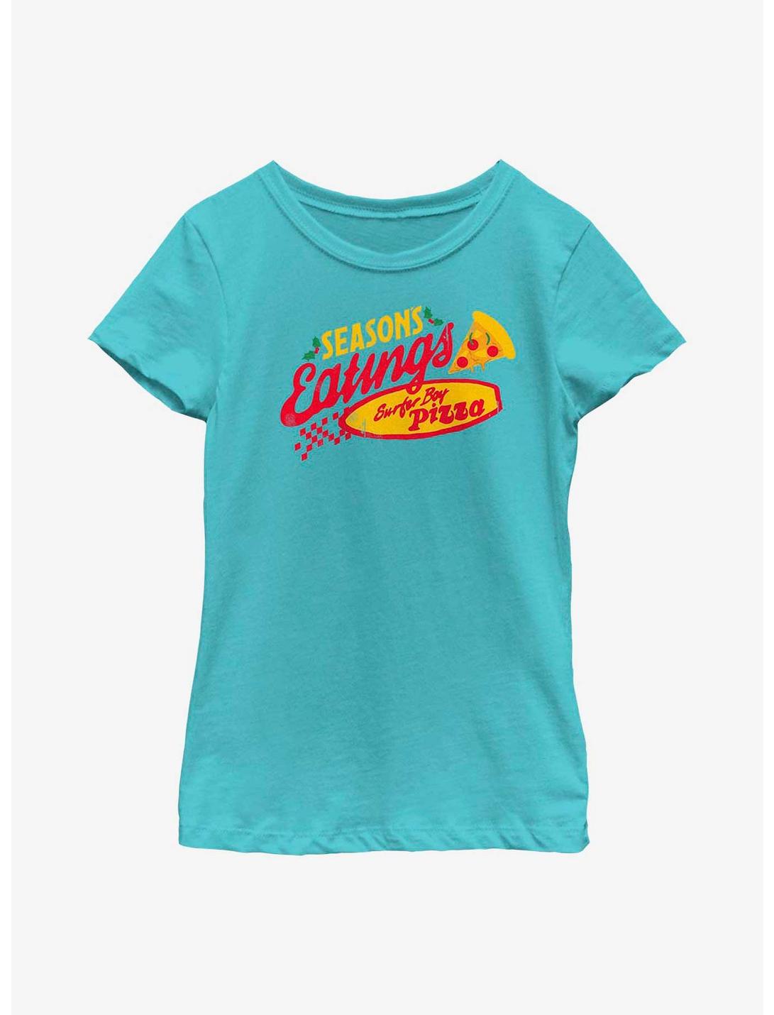 Stranger Things Season's Eatings Surfer Boy Pizza Logo Youth Girls T-Shirt, TAHI BLUE, hi-res