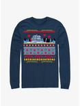 Stranger Things Creel House Ugly Sweater Long-Sleeve T-Shirt, NAVY, hi-res