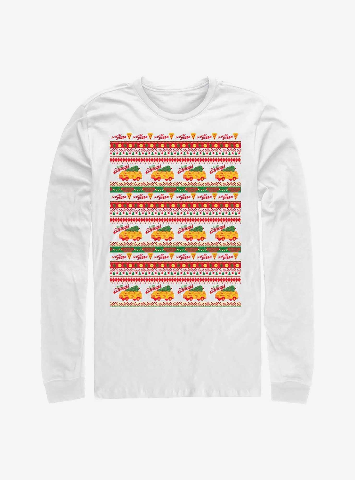 Stranger Things Surfer Boy Pizza Ugly Sweater Long-Sleeve T-Shirt, , hi-res