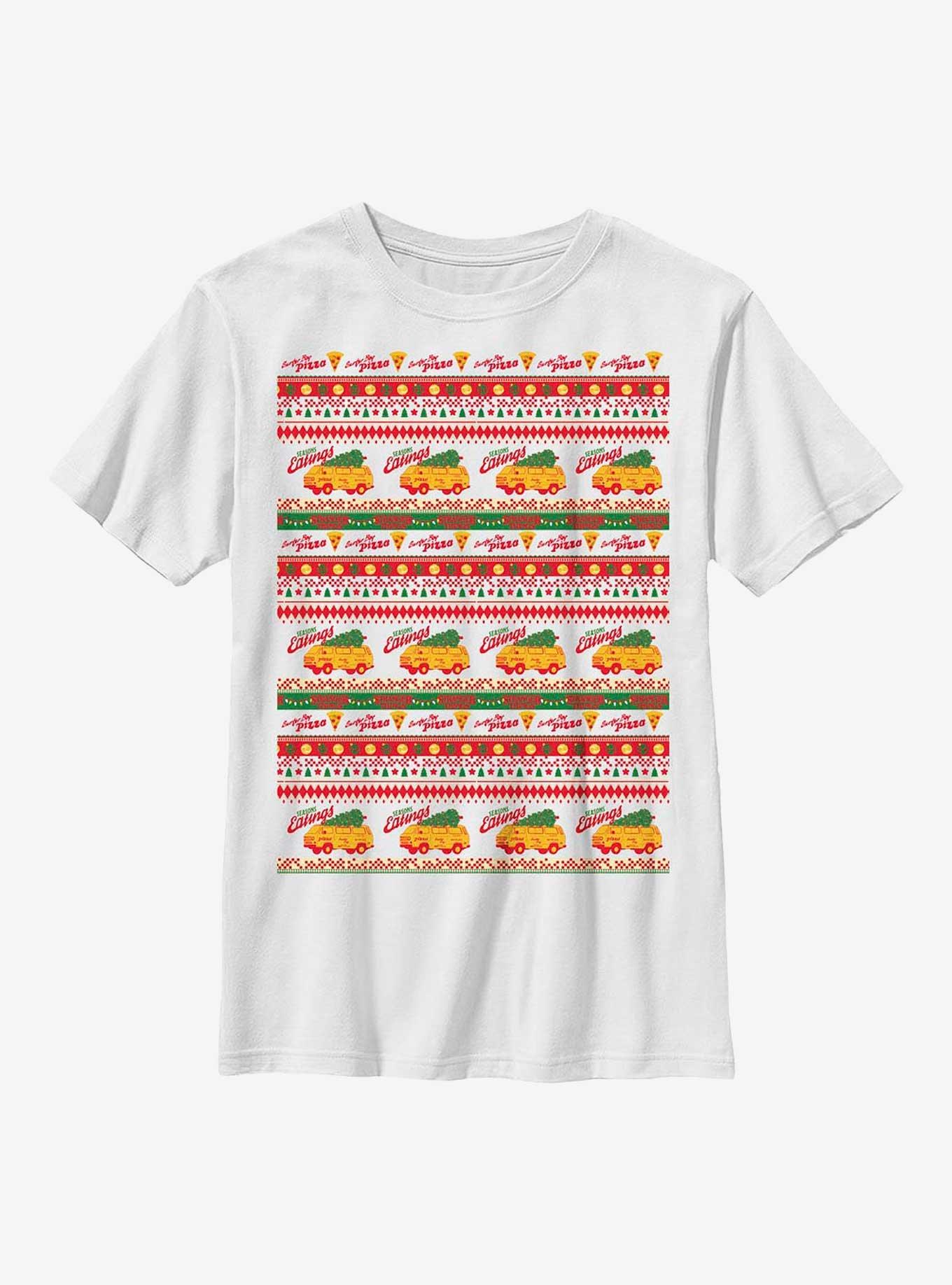 Stranger Things Surfer Boy Pizza Ugly Sweater Youth T-Shirt, , hi-res