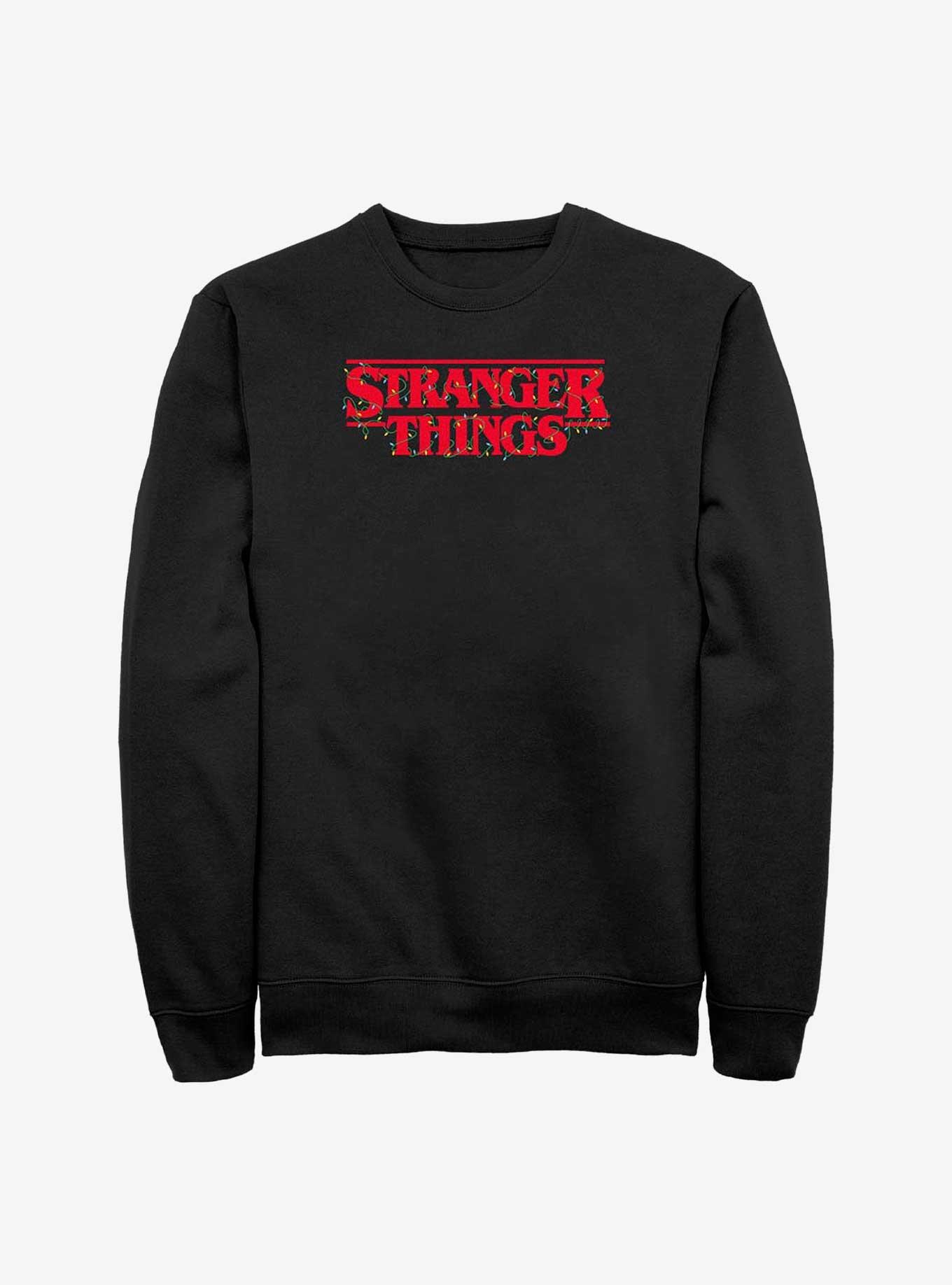 Stranger Things Christmas Lights Logo Sweatshirt, BLACK, hi-res