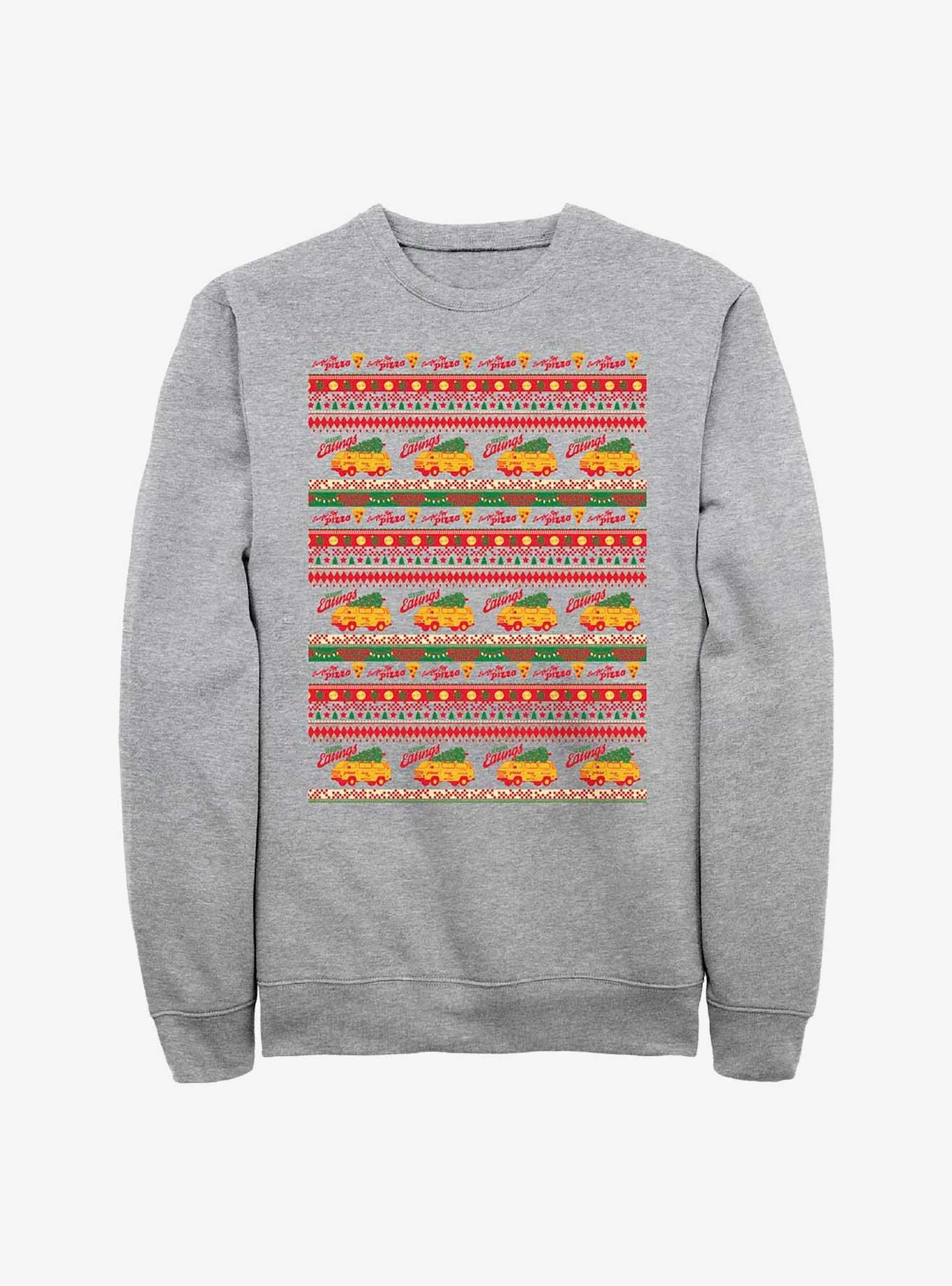 Stranger Things Surfer Boy Pizza Ugly Sweater Sweatshirt 