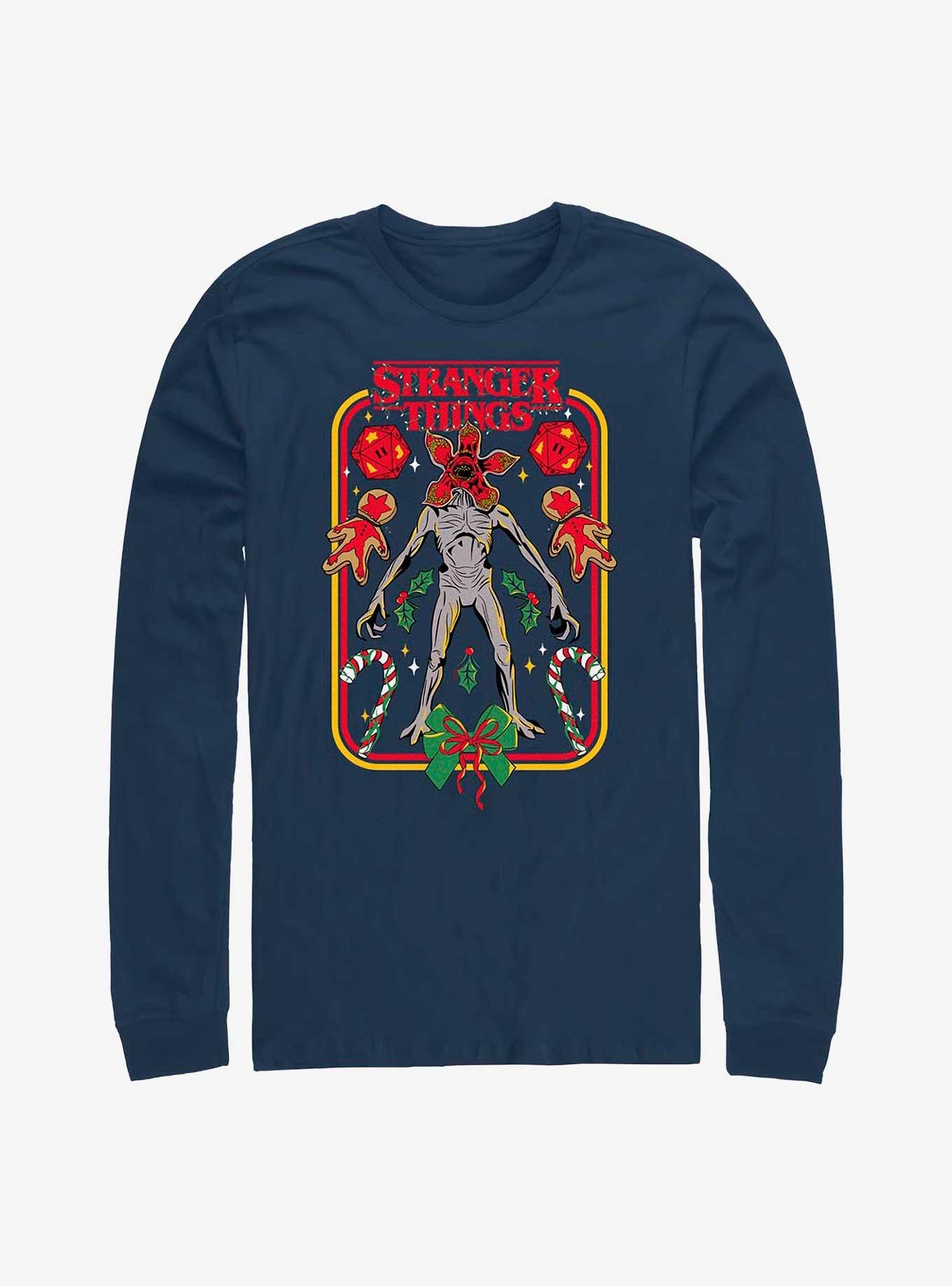 Stranger Things Demogorgon Holiday Long-Sleeve T-Shirt, NAVY, hi-res