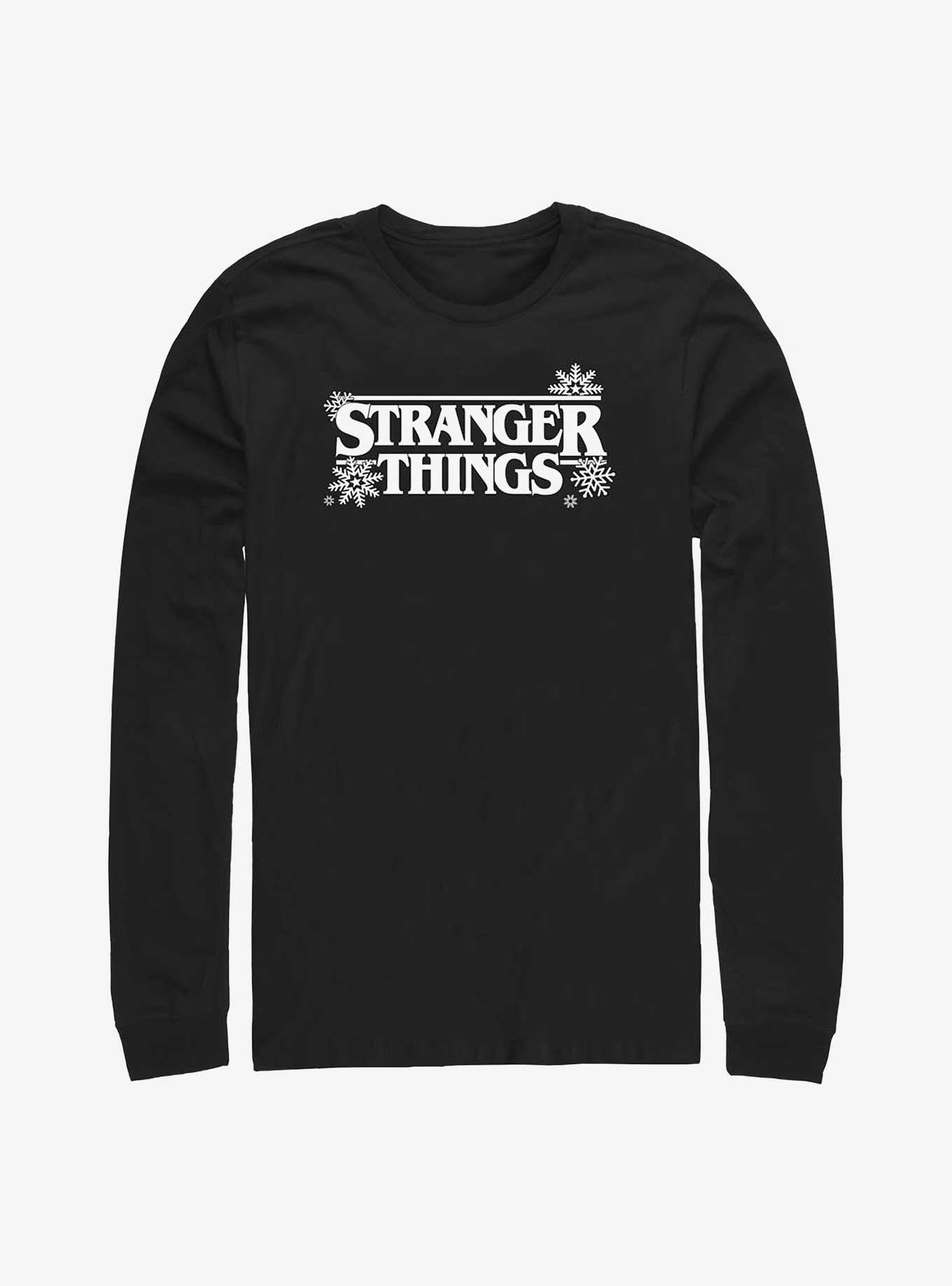 Stranger Things Holiday Style Logo Long-Sleeve T-Shirt, BLACK, hi-res