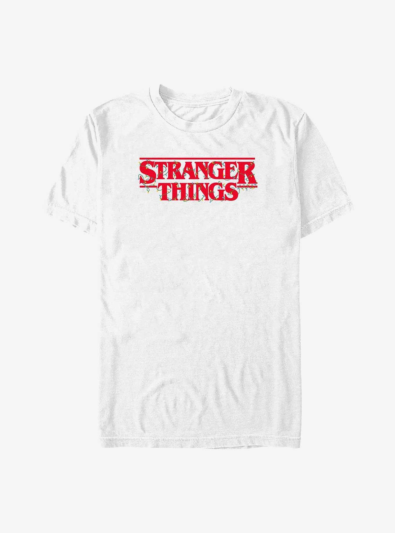 Stranger Things Christmas Lights Logo T-Shirt, WHITE, hi-res