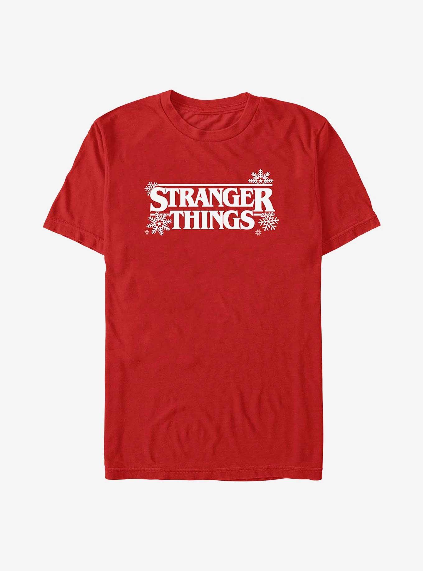 Stranger Things Holiday Style Logo T-Shirt, RED, hi-res
