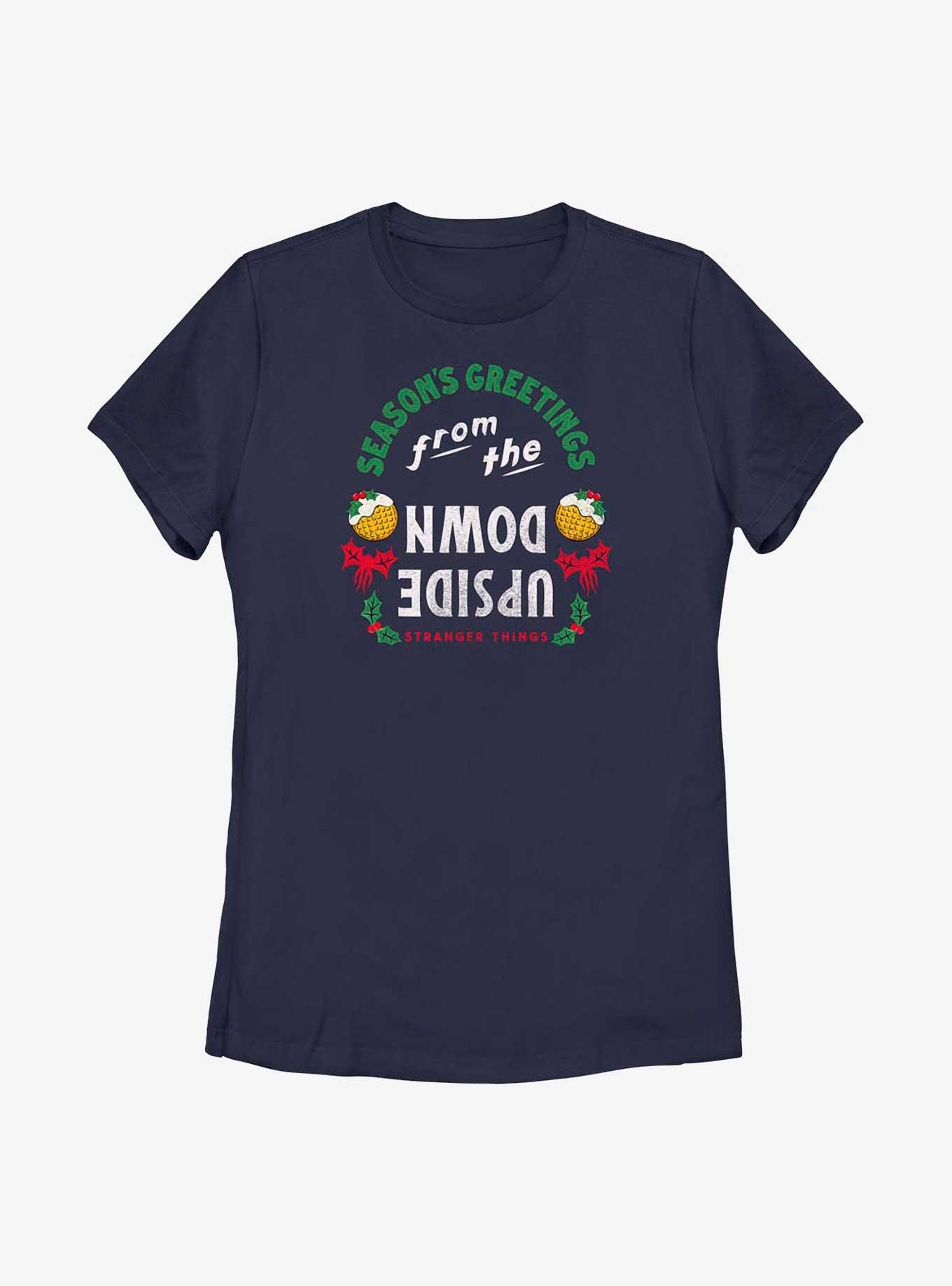 Stranger Things Greetings From The Upside Down Womens T-Shirt, NAVY, hi-res