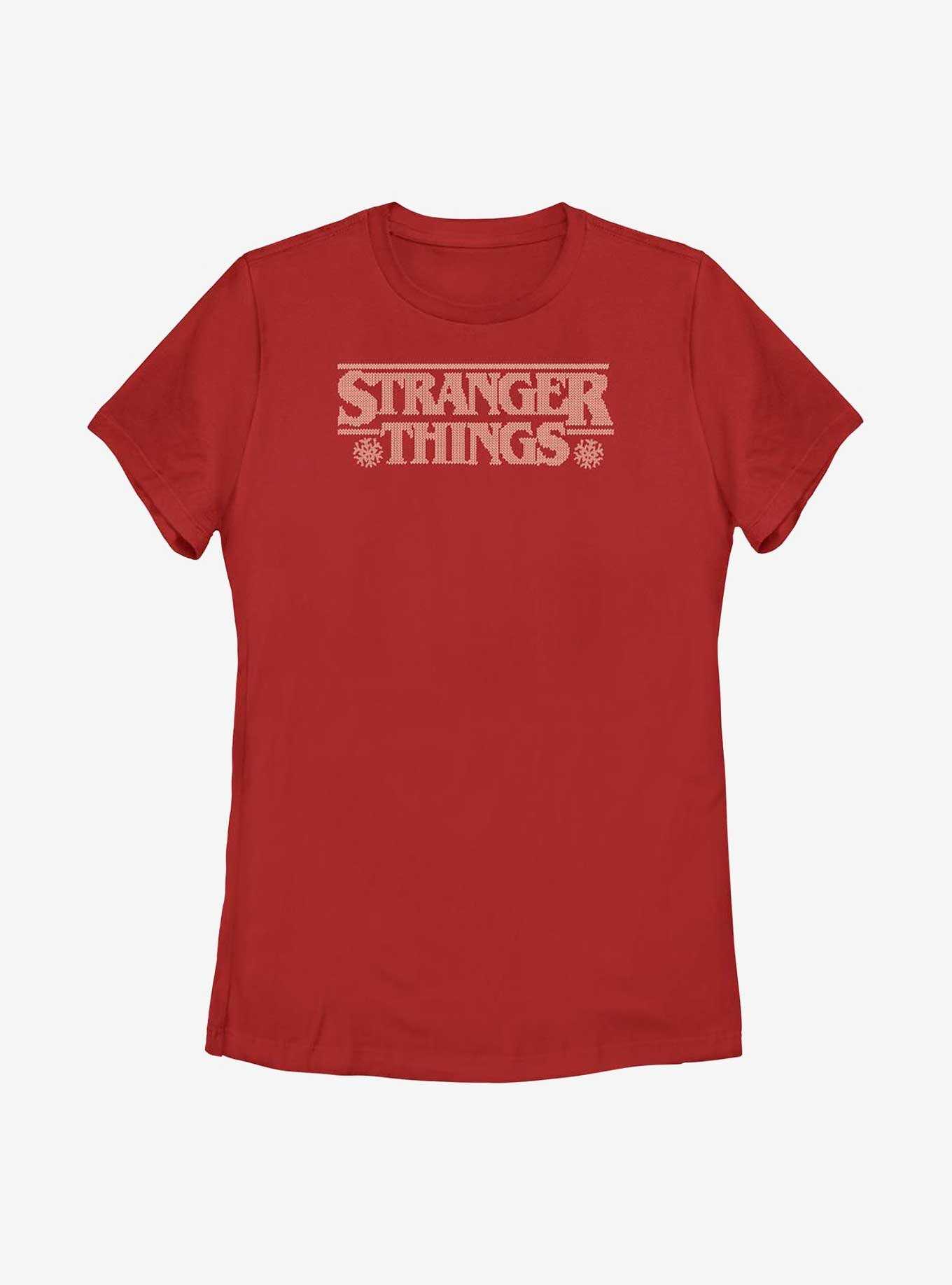 Stranger Things Holiday Knitted Logo Womens T-Shirt, , hi-res