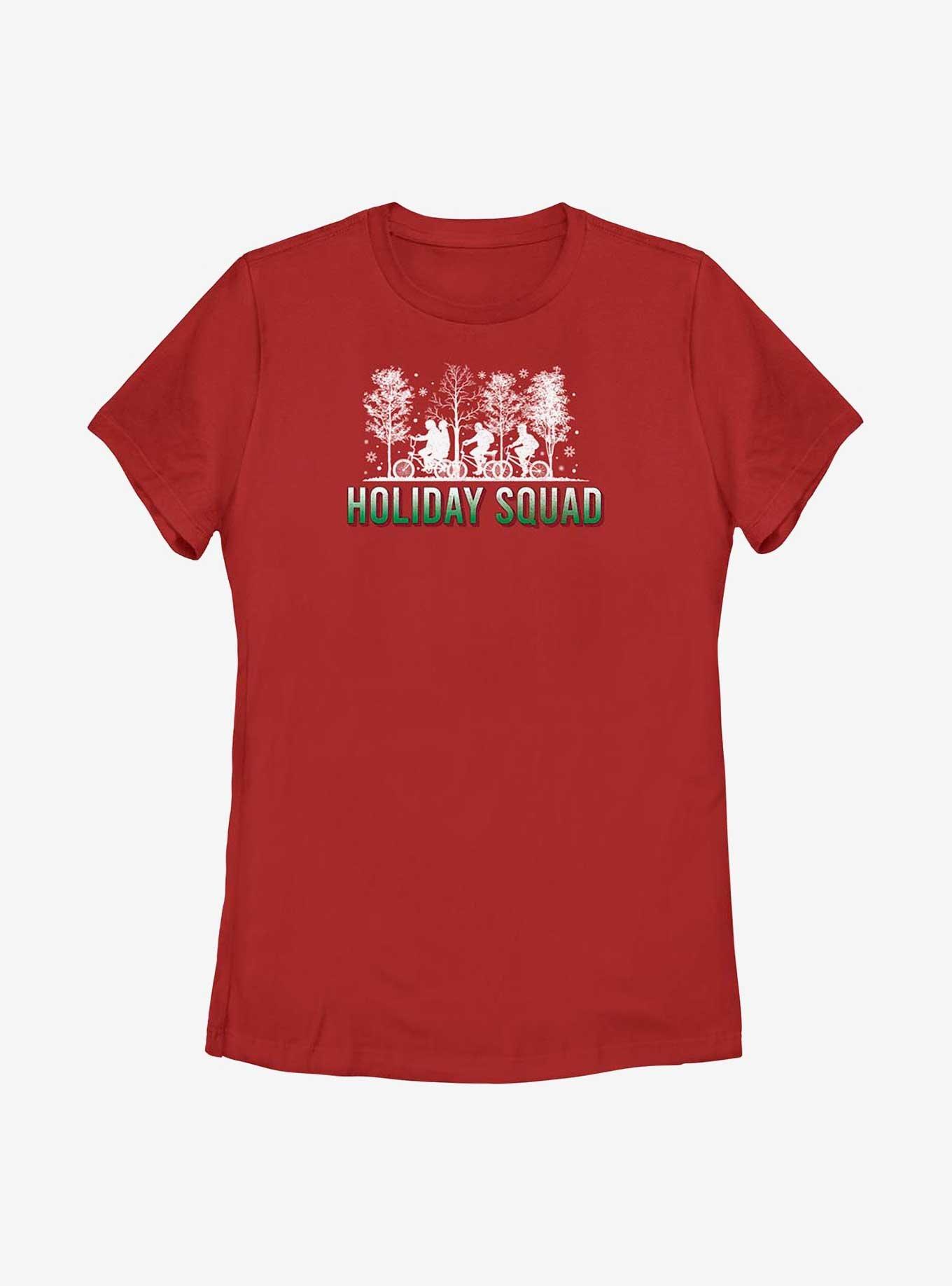 Stranger Things Holiday Squad Womens T-Shirt, RED, hi-res