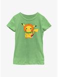 Pokémon Pumpkin Hat Pikachu Youth Girls T-Shirt, GRN APPLE, hi-res