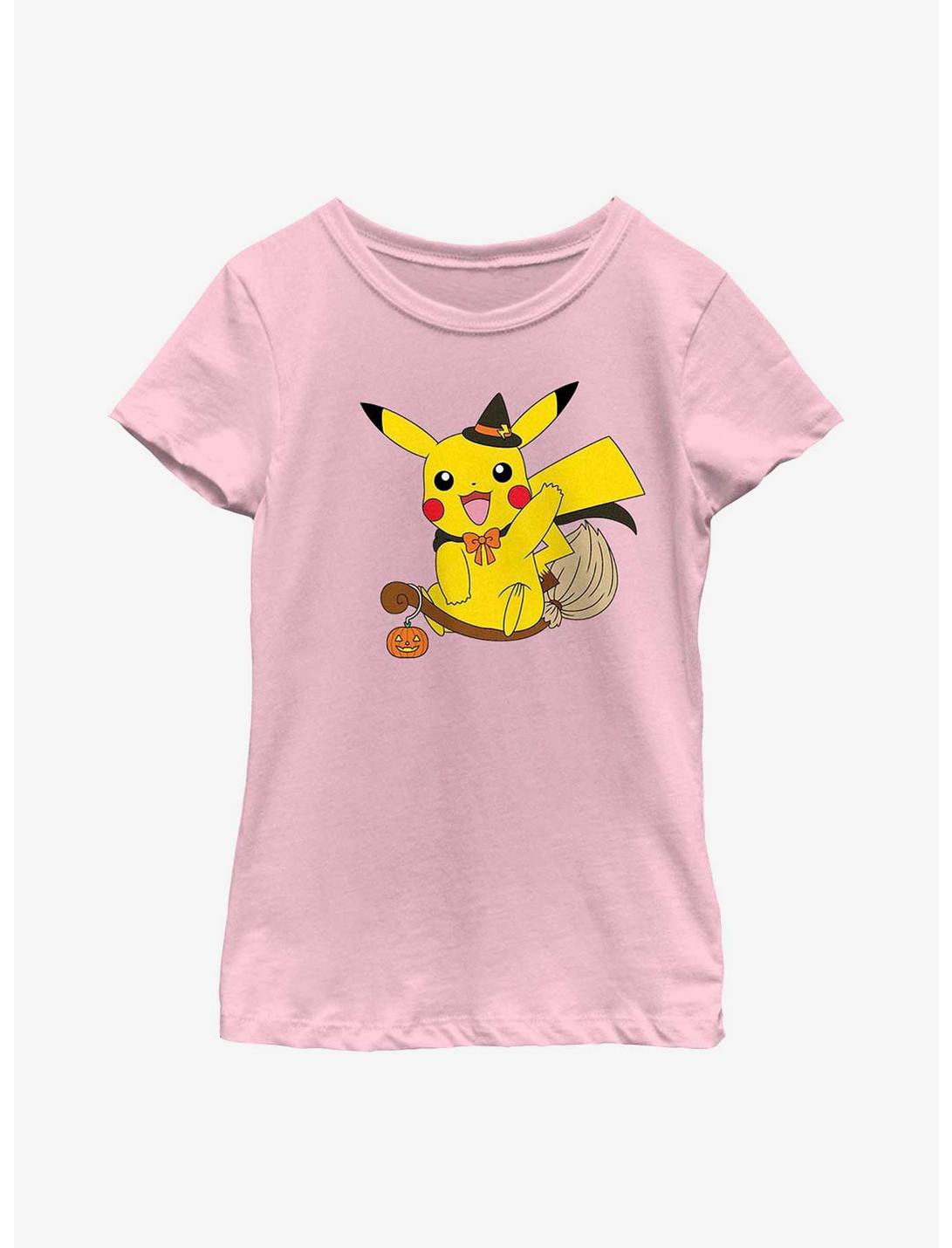 Pokémon Witch Flying Pikachu Youth Girls T-Shirt, PINK, hi-res