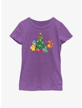 Pokémon Christmas Tree Pikachu, Squirtle, Bulbasaur And Charmander Youth Girls T-Shirt, , hi-res