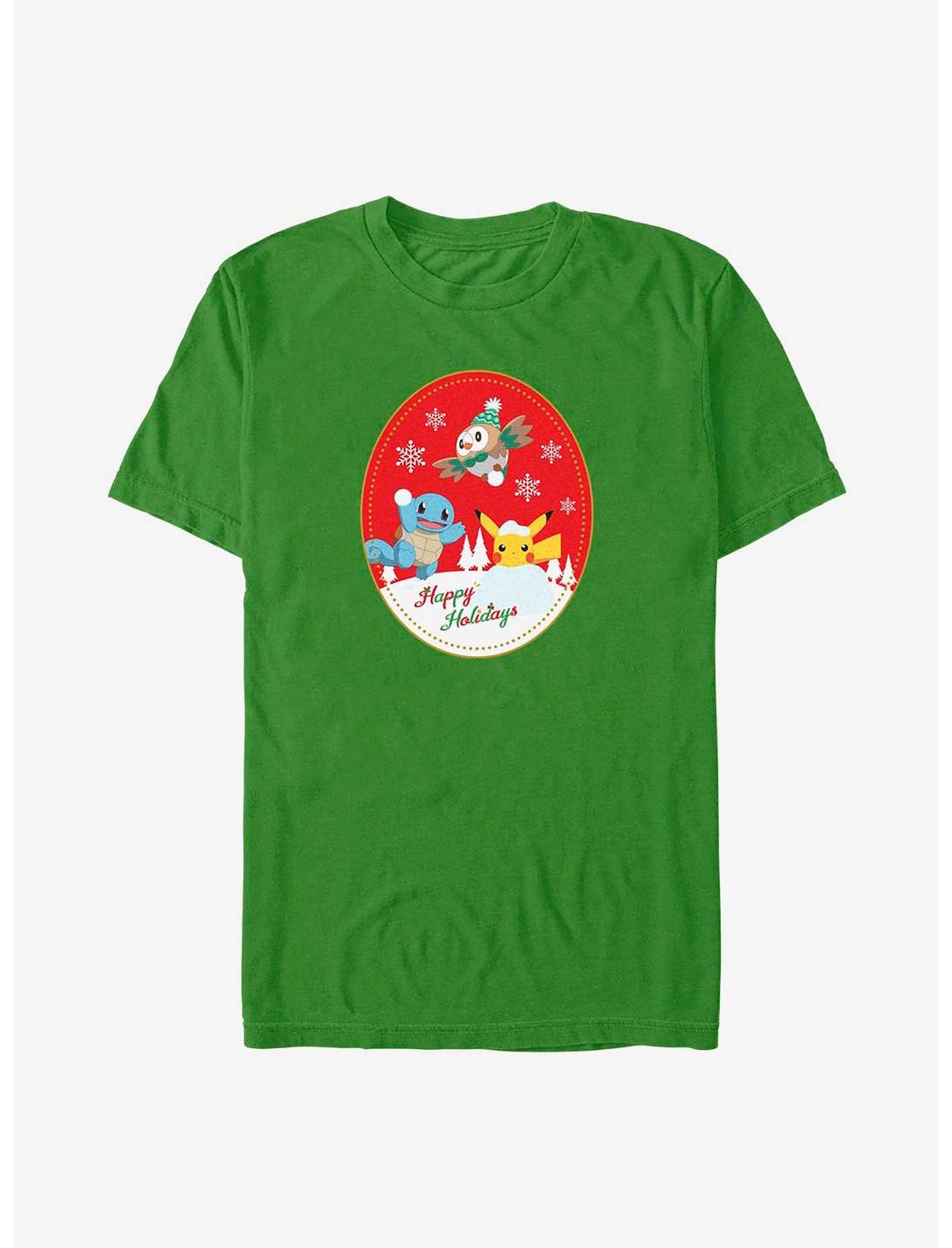 Pokémon Holiday Badge Squirtle, Rowlet And Pikachu T-Shirt, KELLY, hi-res
