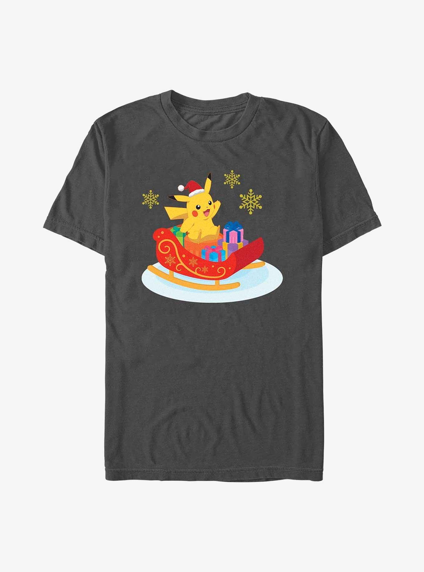 Pok&eacute;mon Pikachu Christmas Ride T-Shirt, CHARCOAL, hi-res