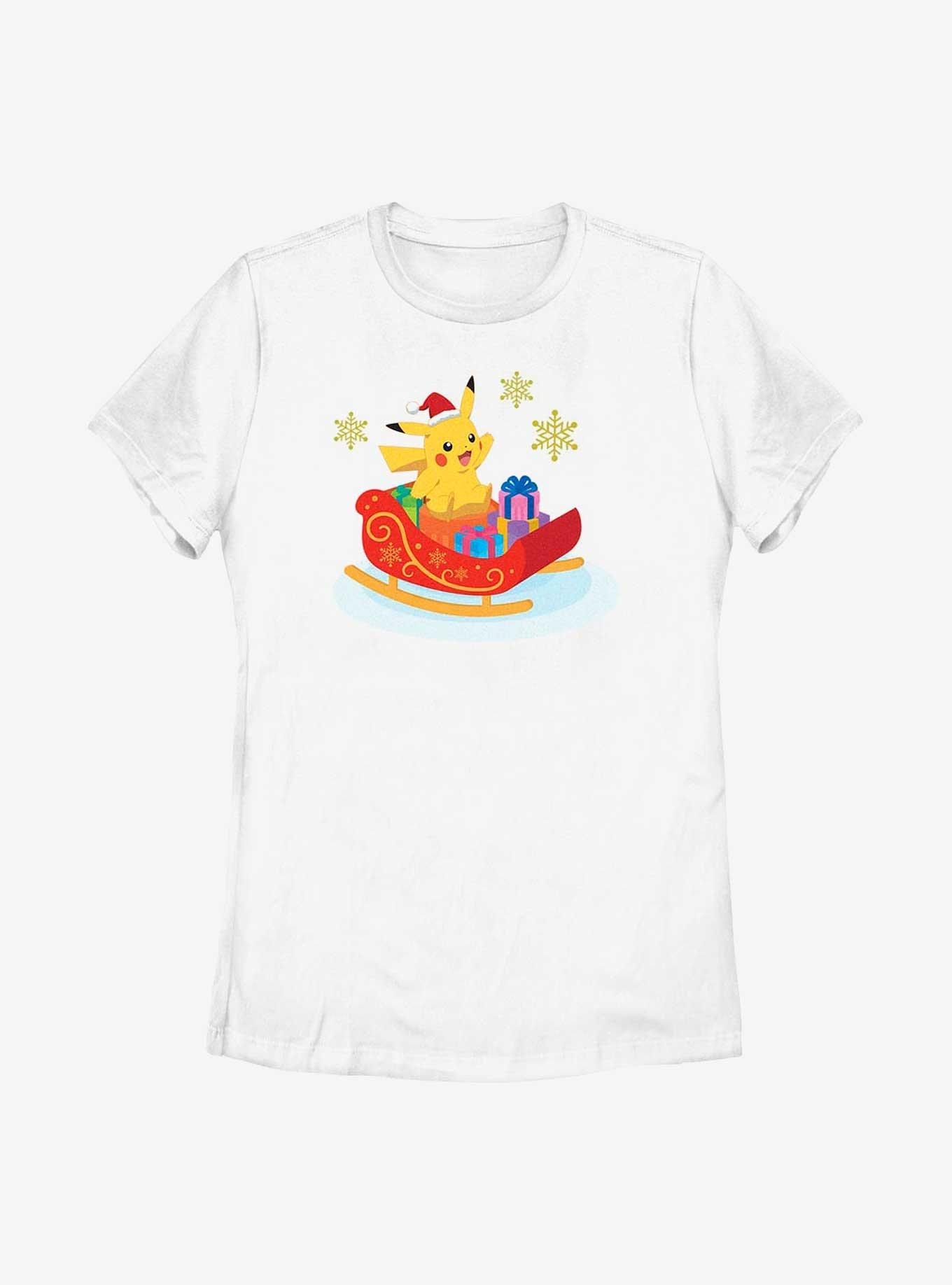 Pokémon Pikachu Christmas Ride Womens T-Shirt, WHITE, hi-res