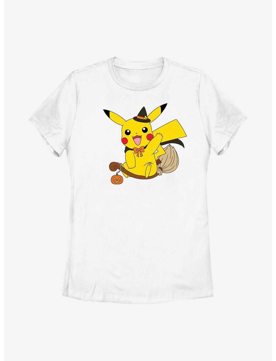 Pokémon Witch Flying Pikachu Womens T-Shirt, WHITE, hi-res
