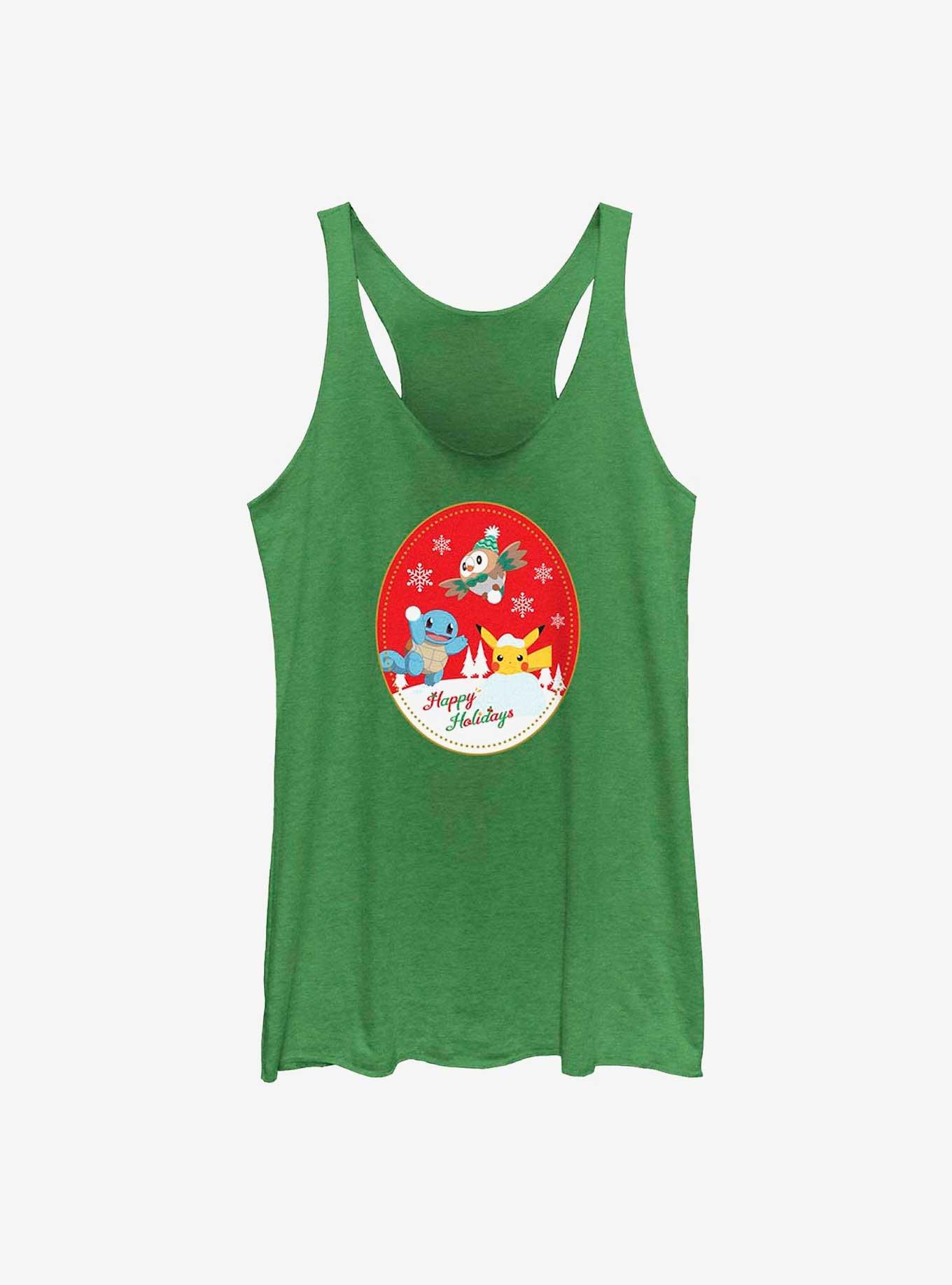 Pok&eacute;mon Holiday Badge Squirtle, Rowlet And Pikachu Womens Tank Top, , hi-res