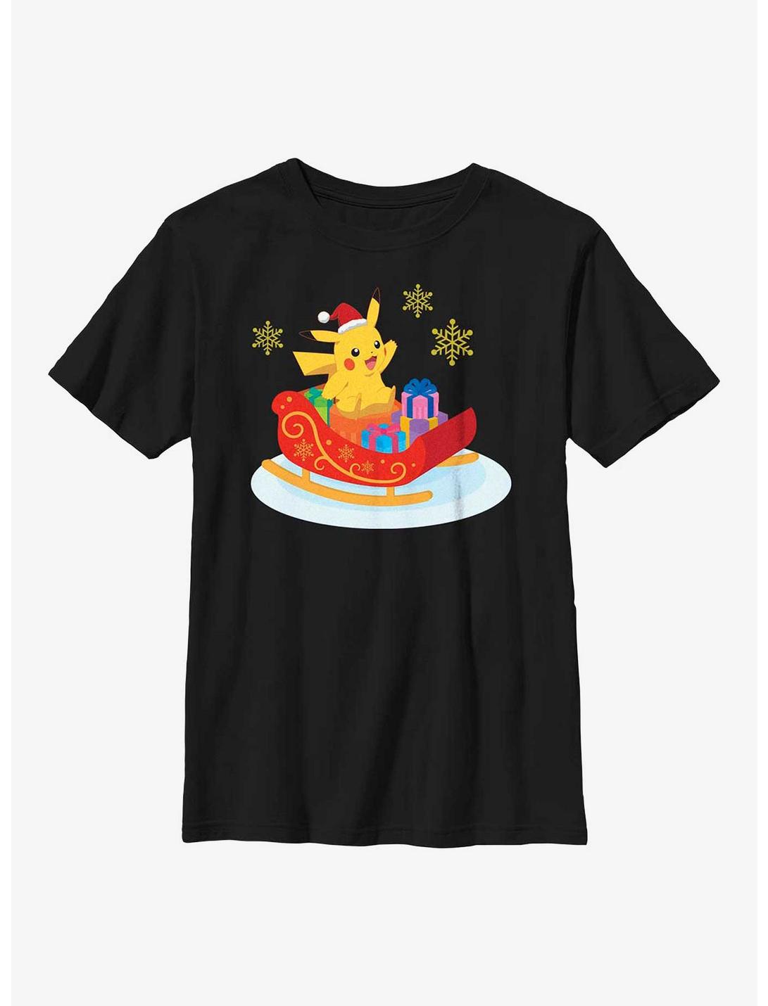 Pokémon Pikachu Christmas Ride Youth T-Shirt, BLACK, hi-res