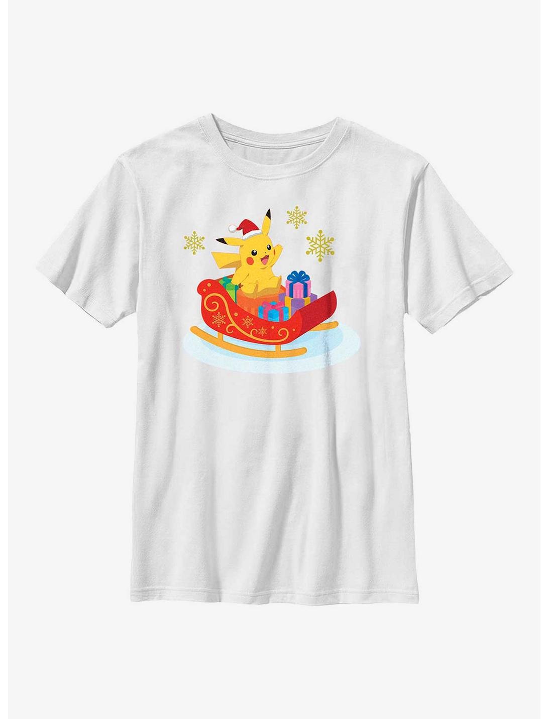Pokémon Pikachu Christmas Ride Youth T-Shirt, WHITE, hi-res