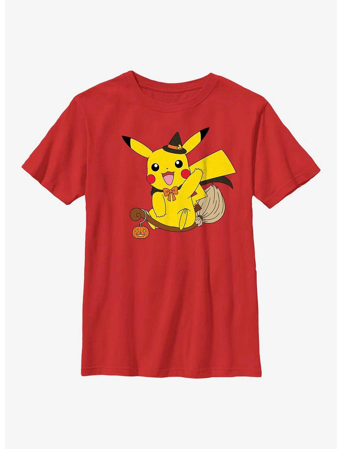Pokémon Witch Flying Pikachu Youth T-Shirt, RED, hi-res
