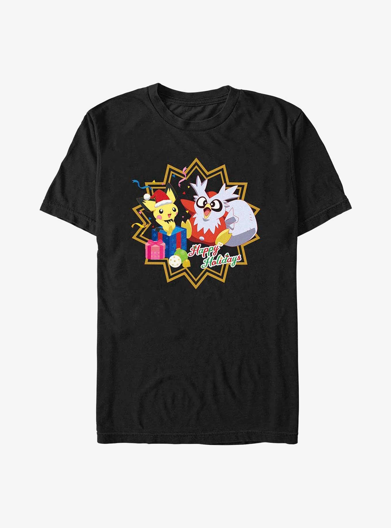 Pokémon Pichu And Delibird Holiday Party T-Shirt, BLACK, hi-res
