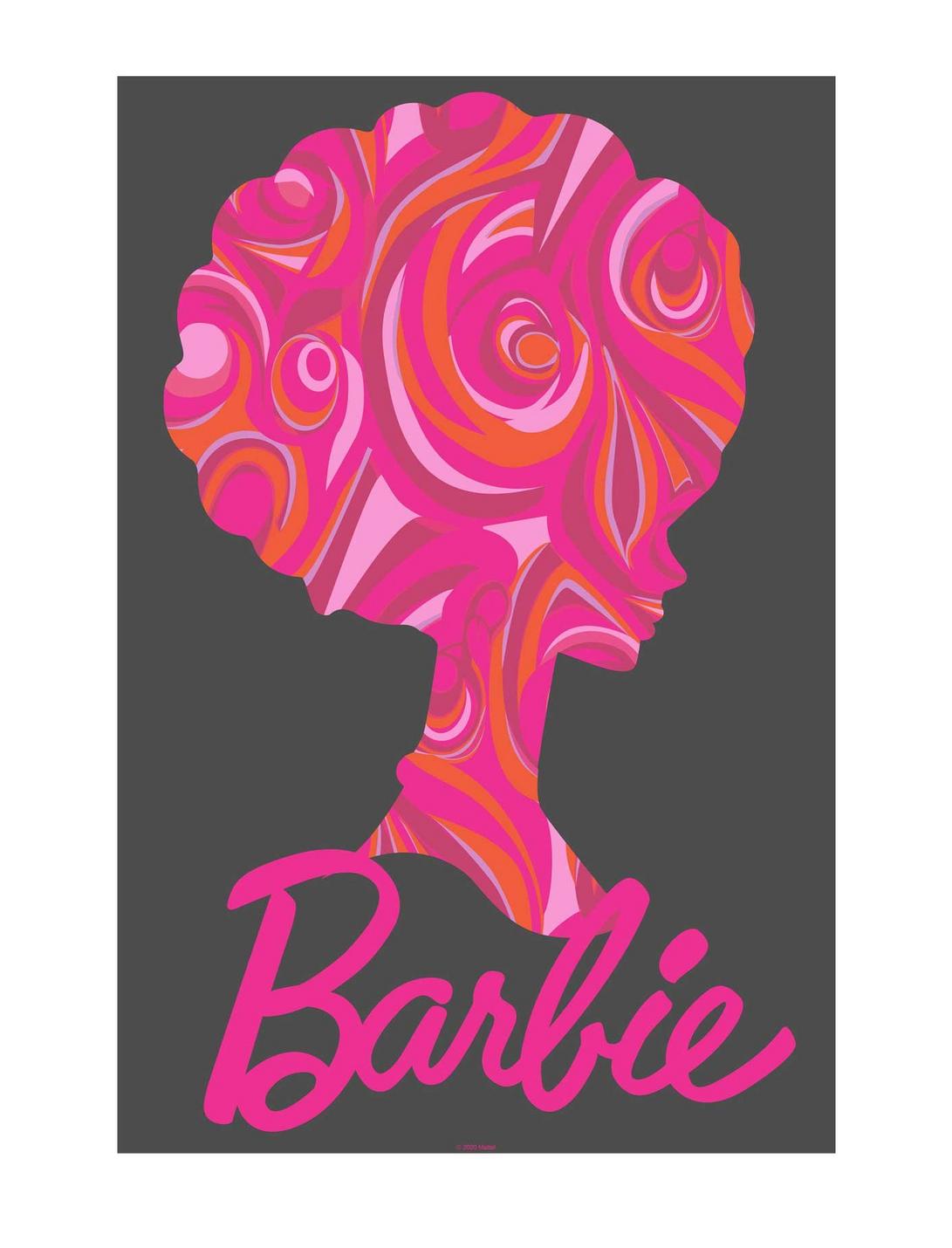 Barbie: Afro Barbie Silhouette Pattern Poster - WHITE