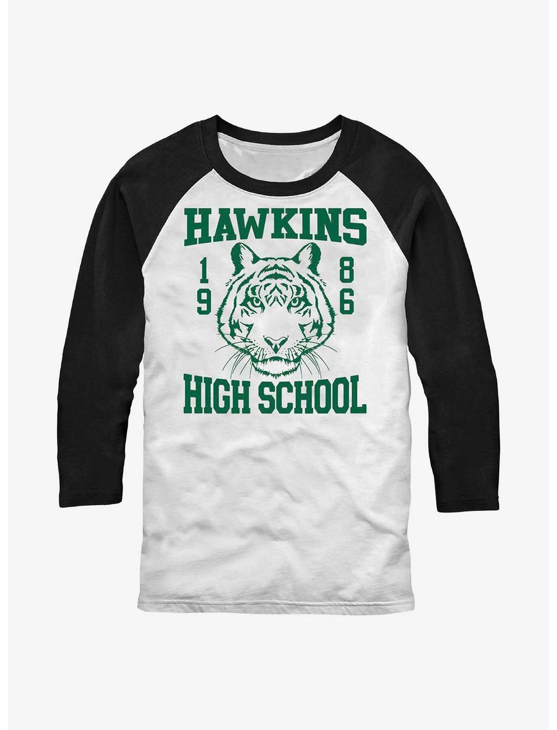 Stranger Things Hawkins High School 1986 Raglan T-Shirt, WHTBLK, hi-res