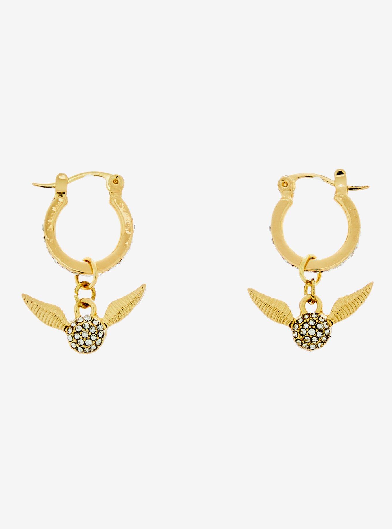 Harry Potter Golden Snitch Huggie Hoop Earrings, , hi-res