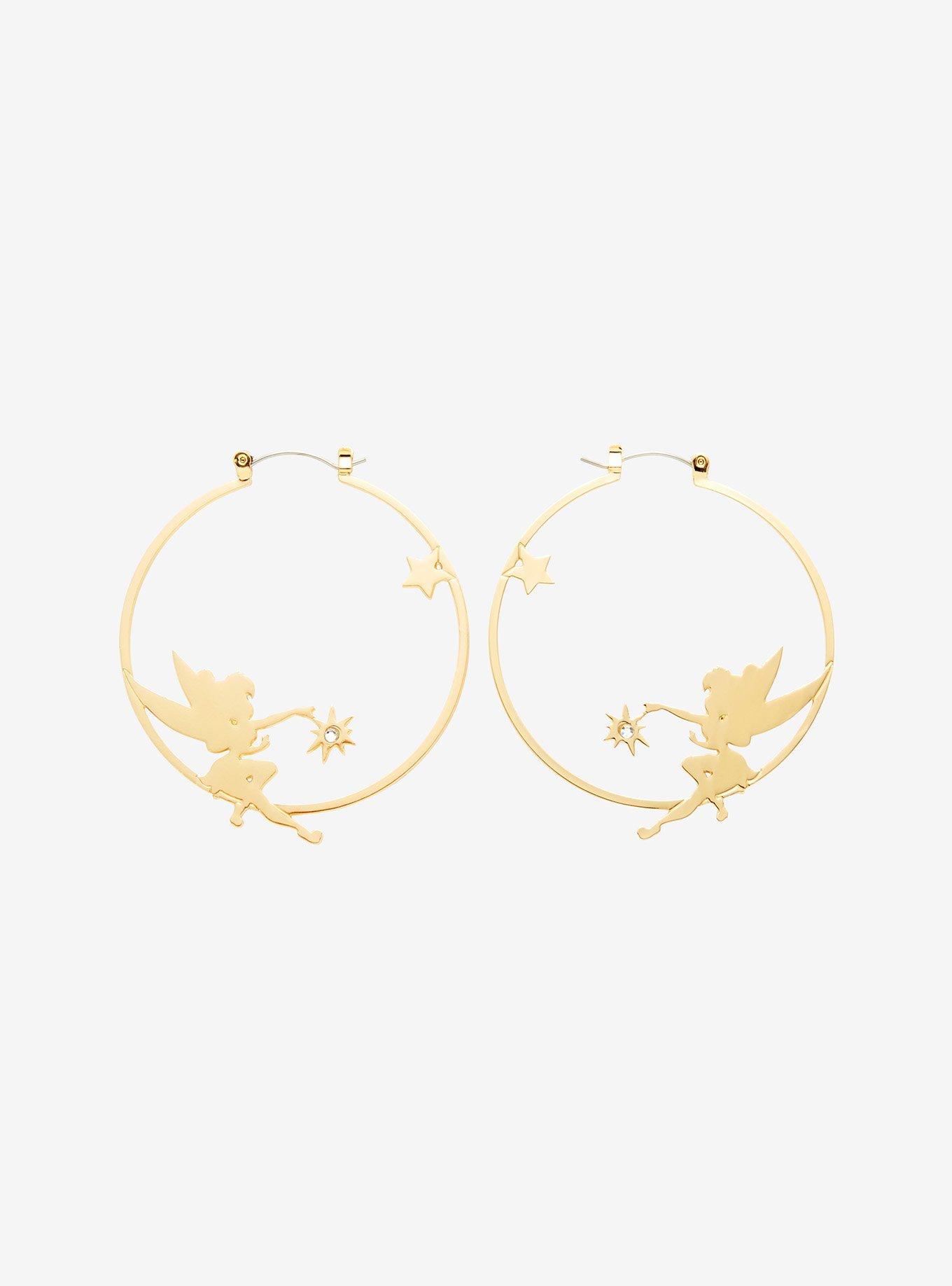 Disney Tinker Bell Silhouette Hoop Earrings, , hi-res