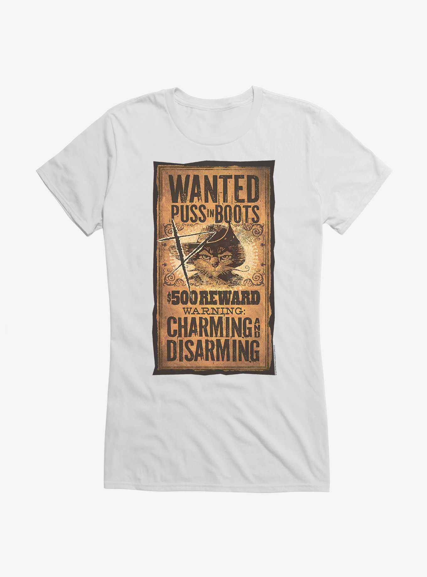 Puss In Boots Scratched Wanted Poster Girls T-Shirt, , hi-res