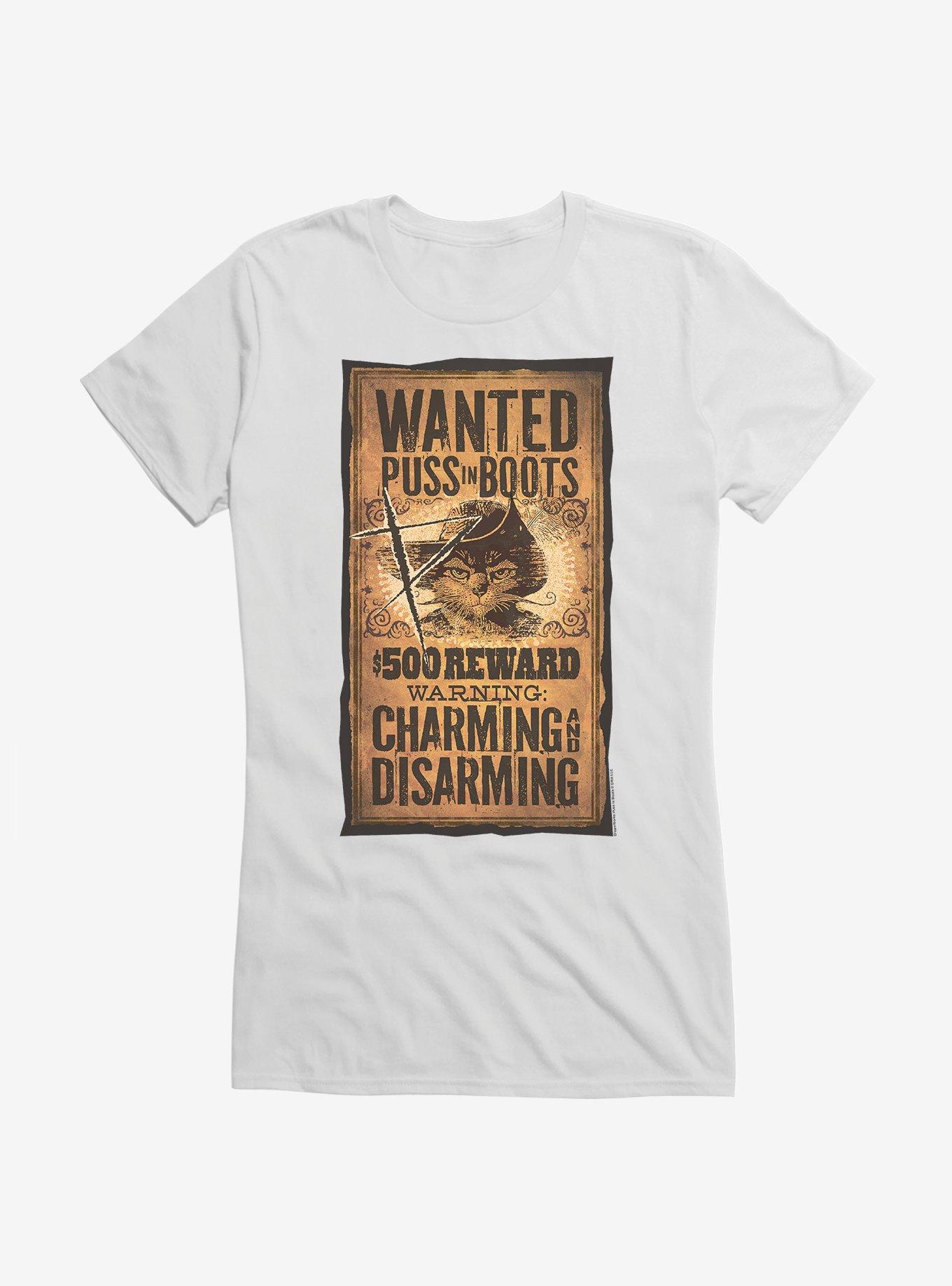 Puss In Boots Scratched Wanted Poster Girls T-Shirt, , hi-res