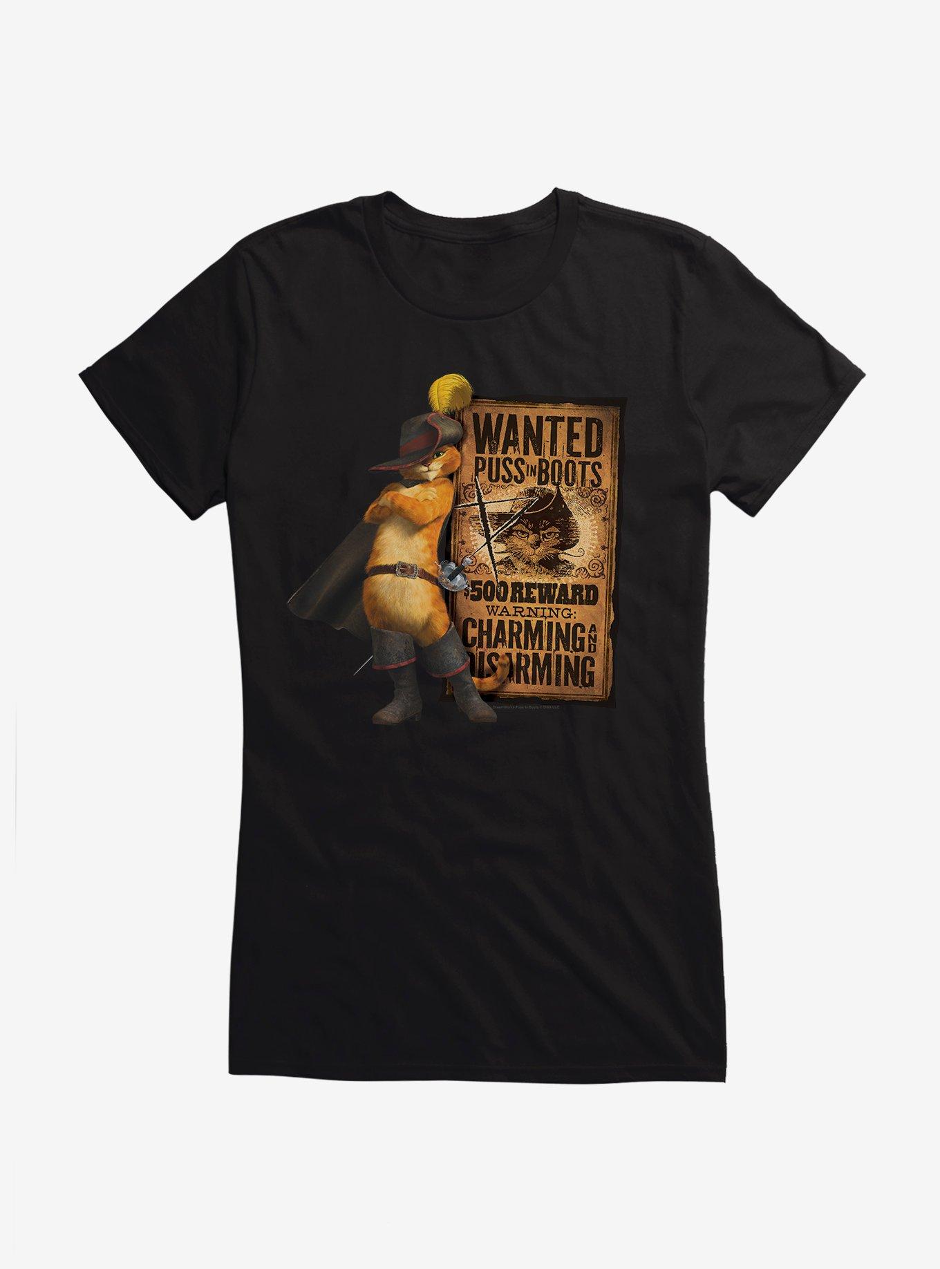 Puss Boots Wanted Poster Girls T-Shirt