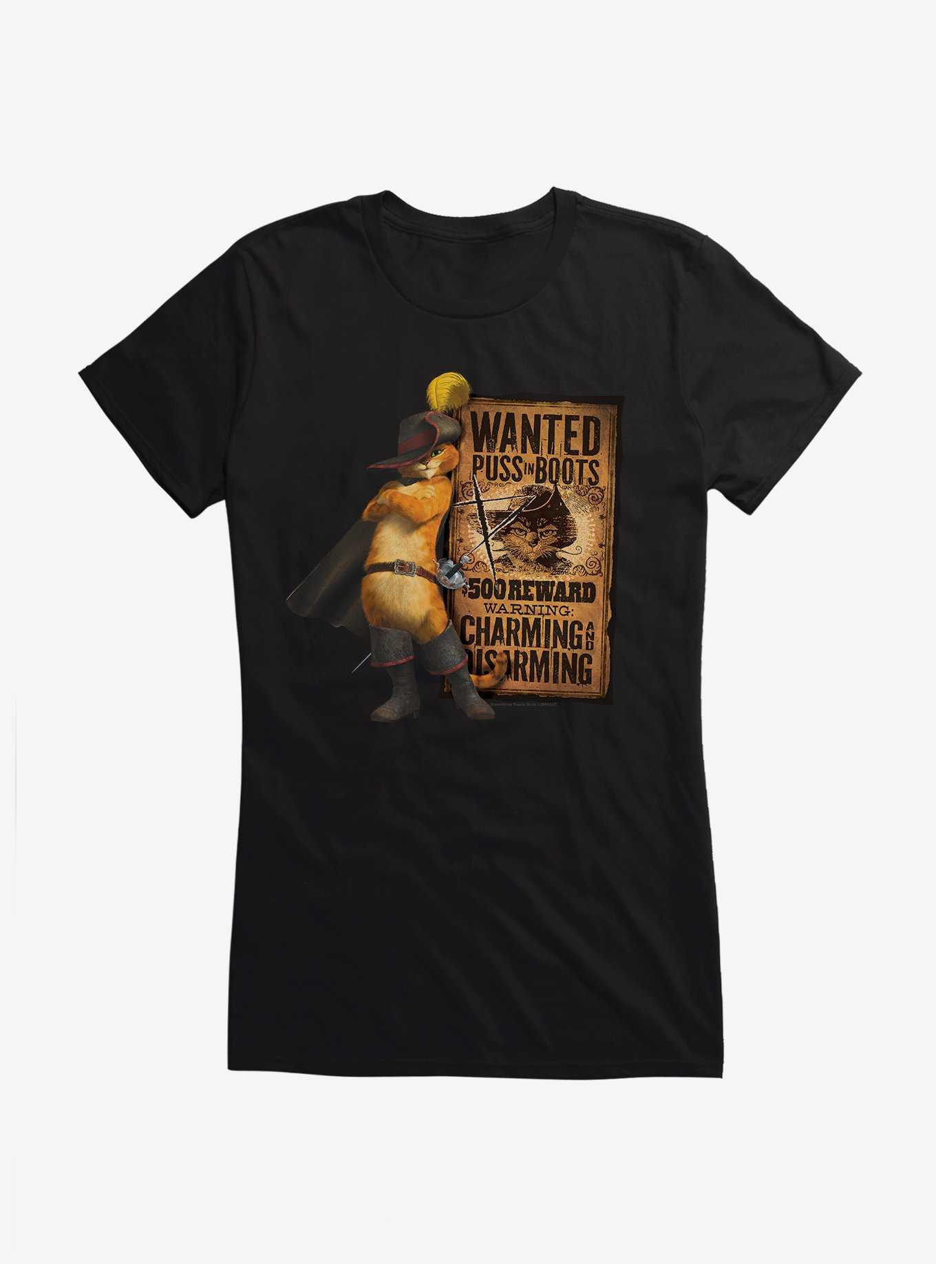 Puss In Boots Wanted Poster Girls T-Shirt, , hi-res