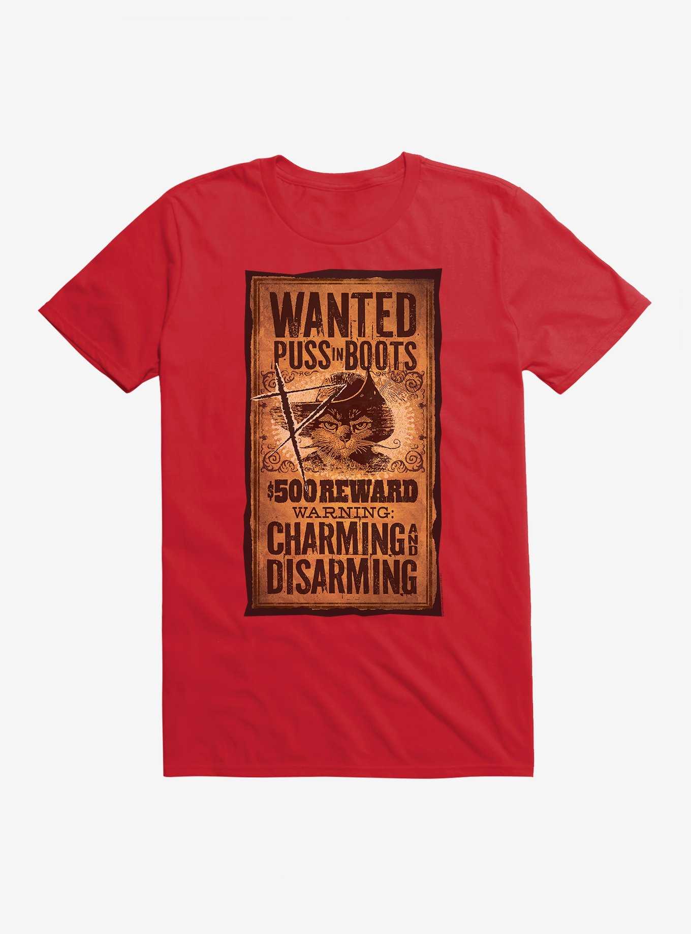 Puss In Boots Scratched Wanted Poster T-Shirt, , hi-res