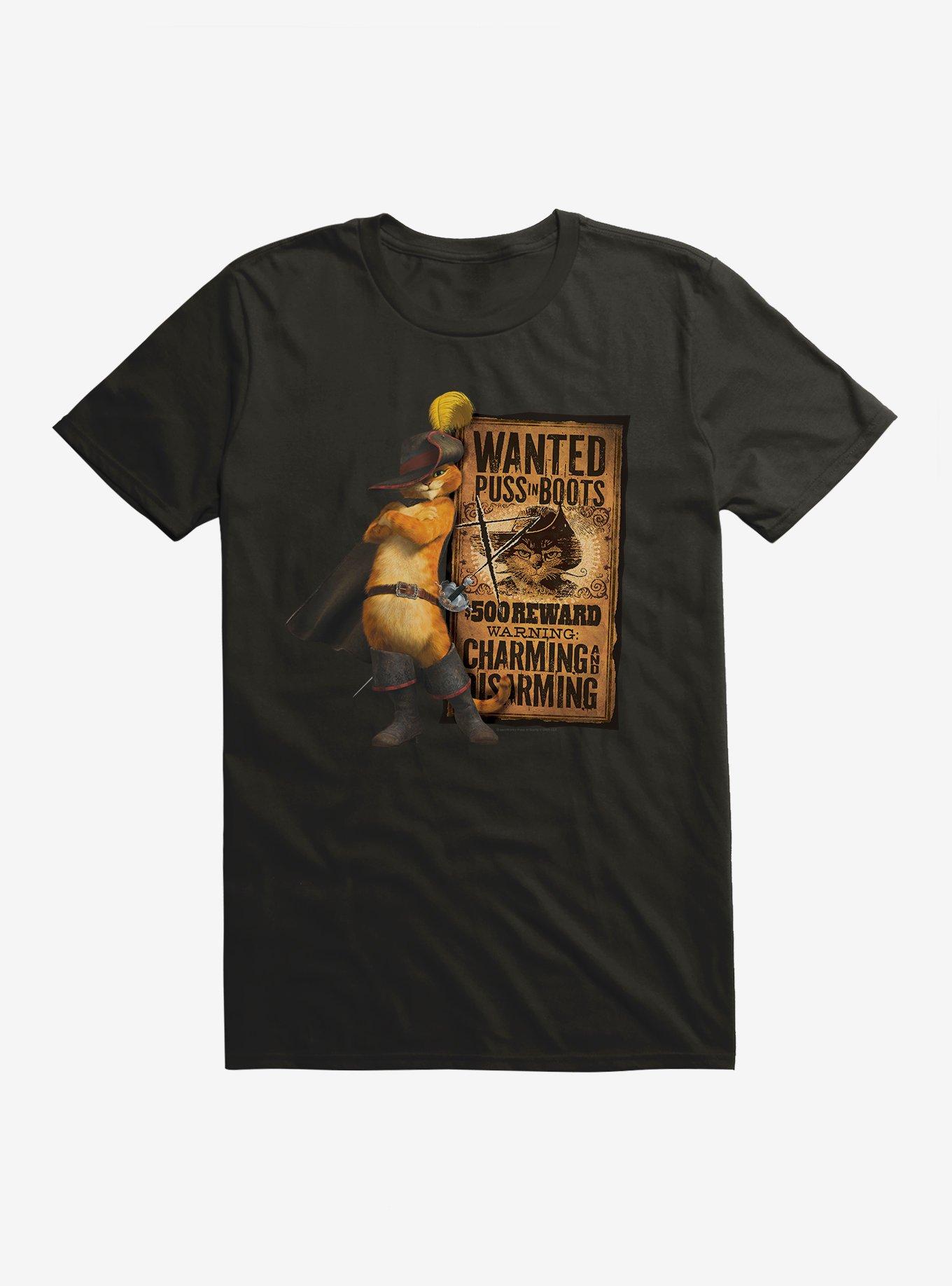 Puss In Boots Wanted Poster T-Shirt, , hi-res