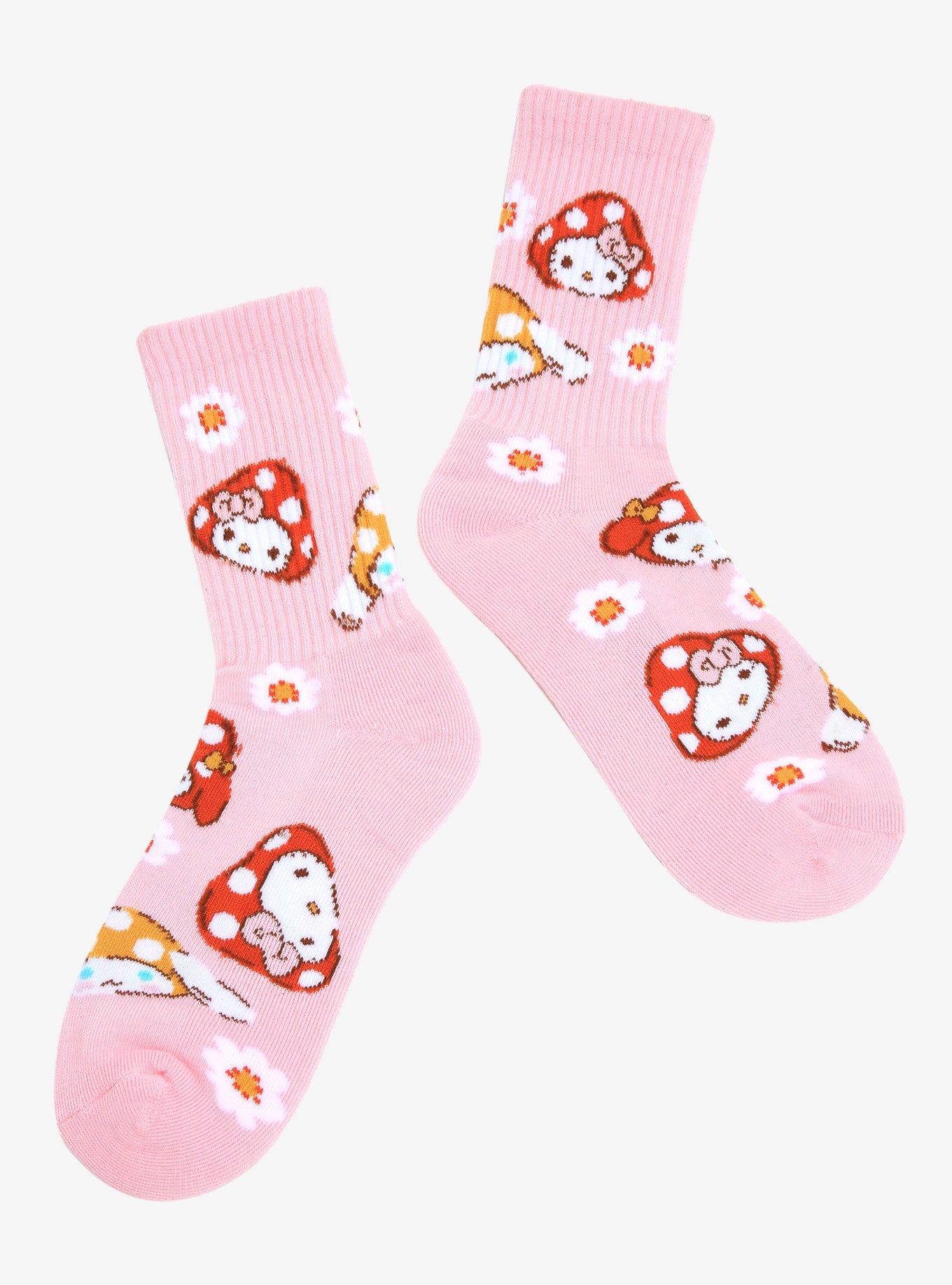 Hot Topic Hello Kitty Mushroom Plush Crew Socks