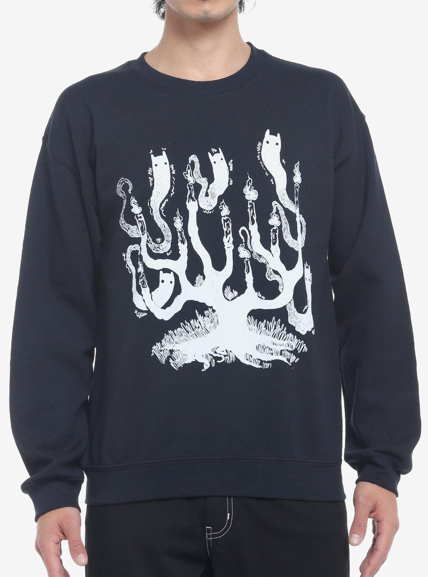 Ghost Cat Tree Sweatshirt By Guild Of Calamity, BLACK, hi-res
