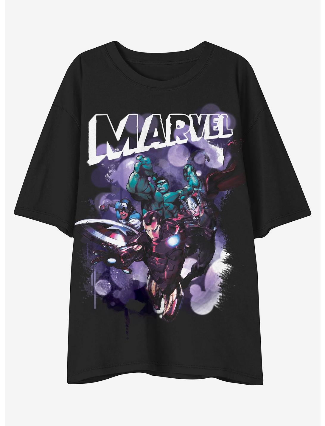 Marvel Avengers Group Boyfriend Fit Girls T-Shirt, MULTI, hi-res