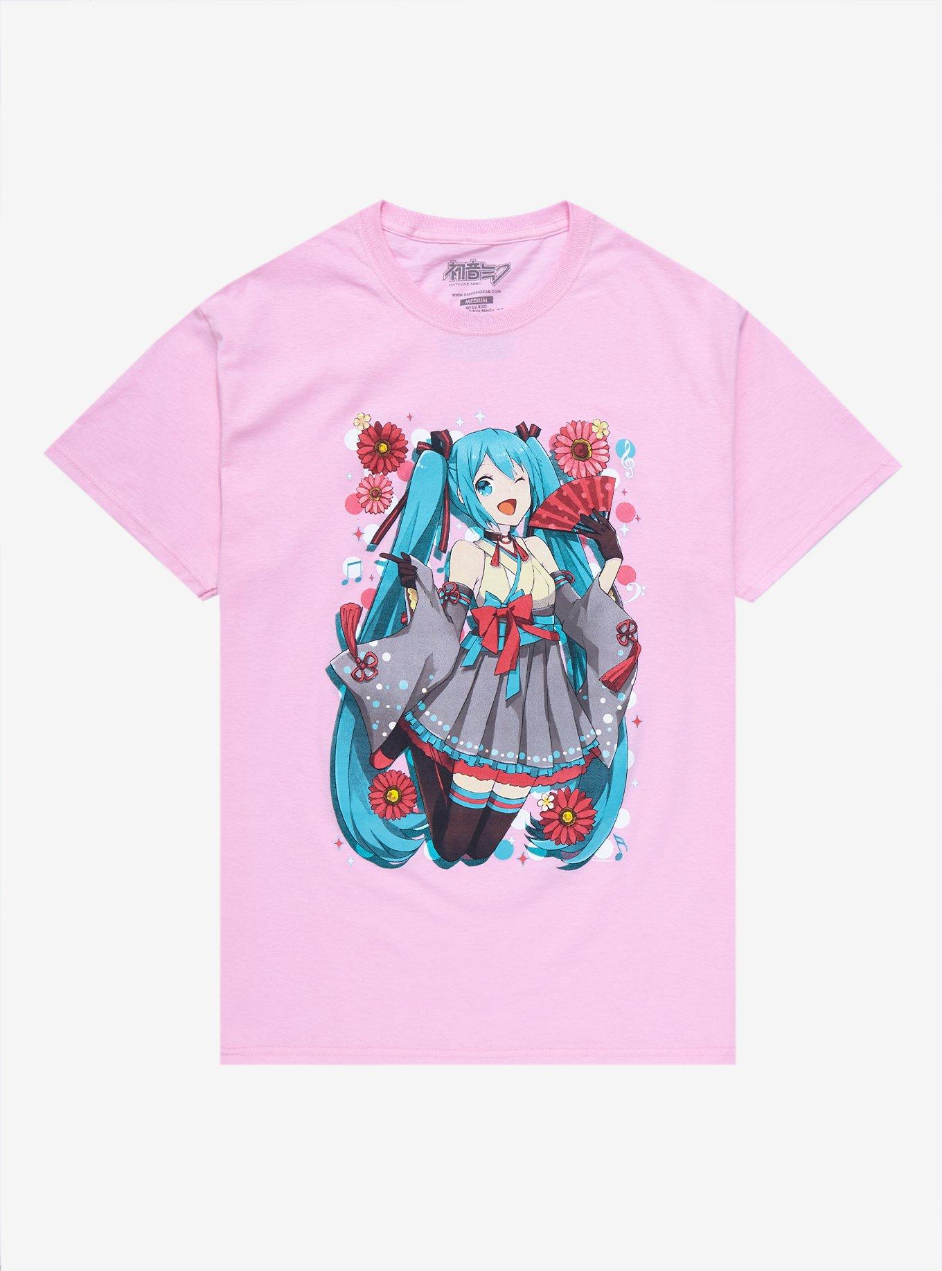 Hatsune Miku Pink Floral Boyfriend Fit Girls T-Shirt, MULTI, hi-res