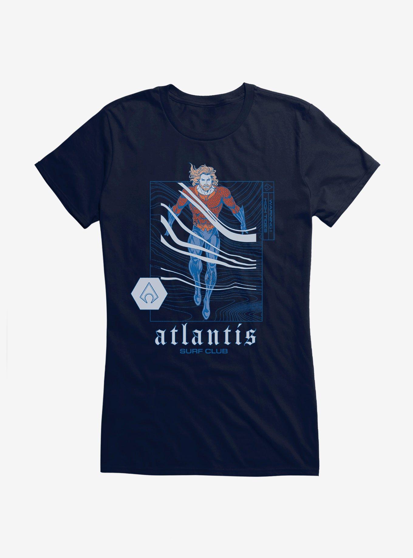 DC Comics Aquaman Classic Atlantis Surf Club Girls T-Shirt, NAVY, hi-res