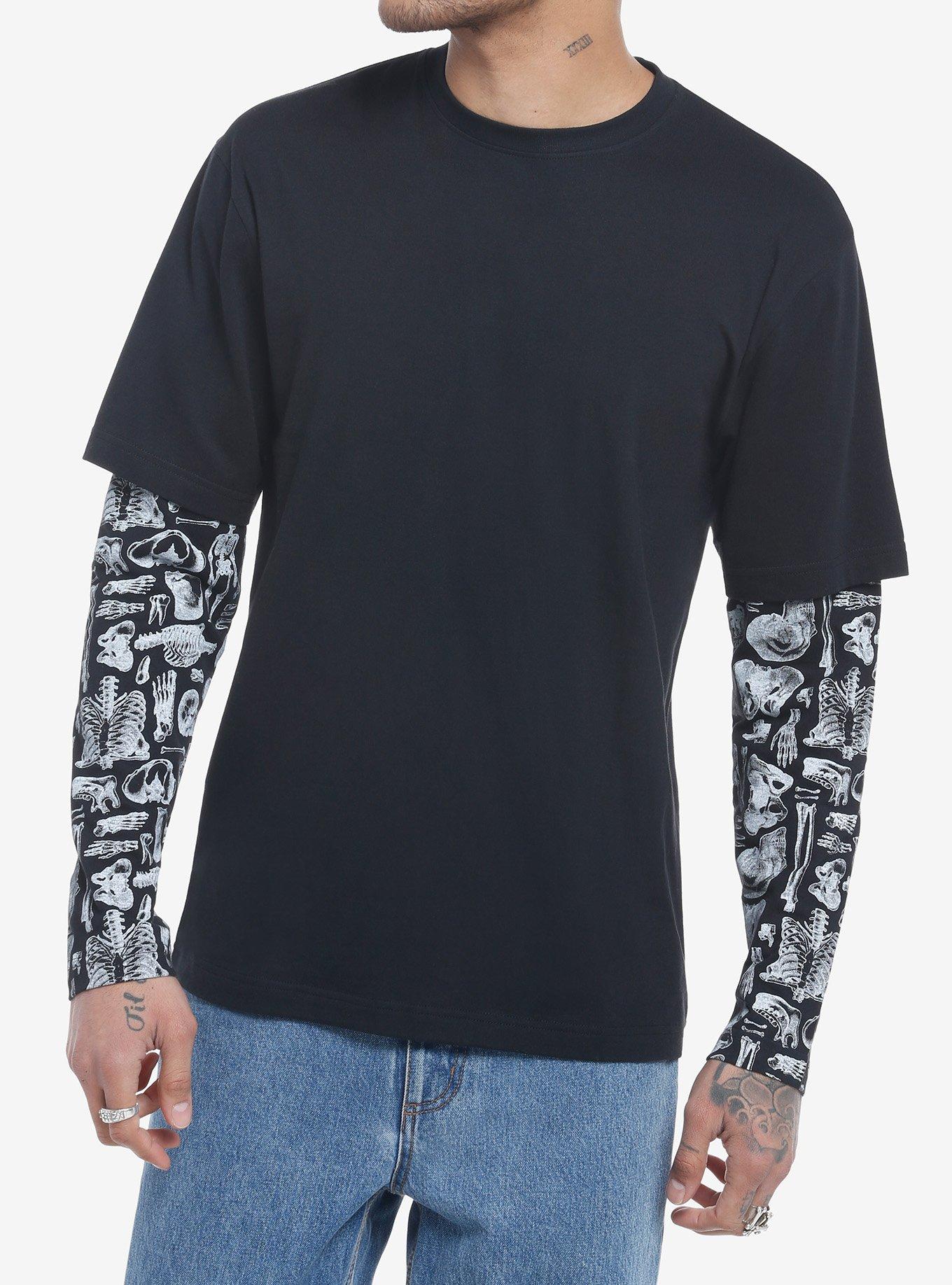 Skeleton Anatomy Twofer Long-Sleeve T-Shirt, BLACK, hi-res