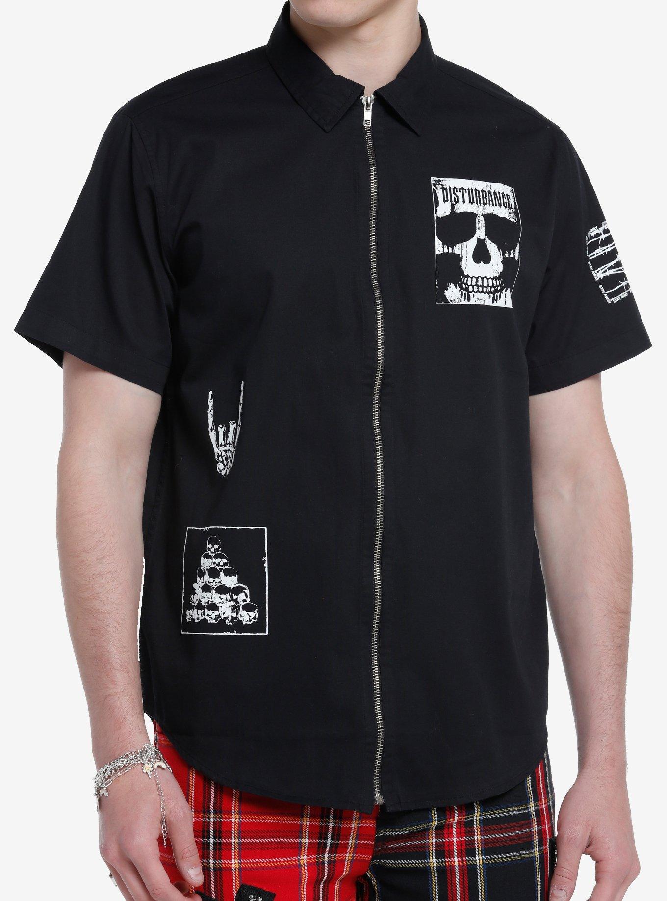 Skull Patch Zip-Up Woven Shirt, , hi-res