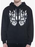 White Butterfly Flame Hoodie, BLACK, hi-res