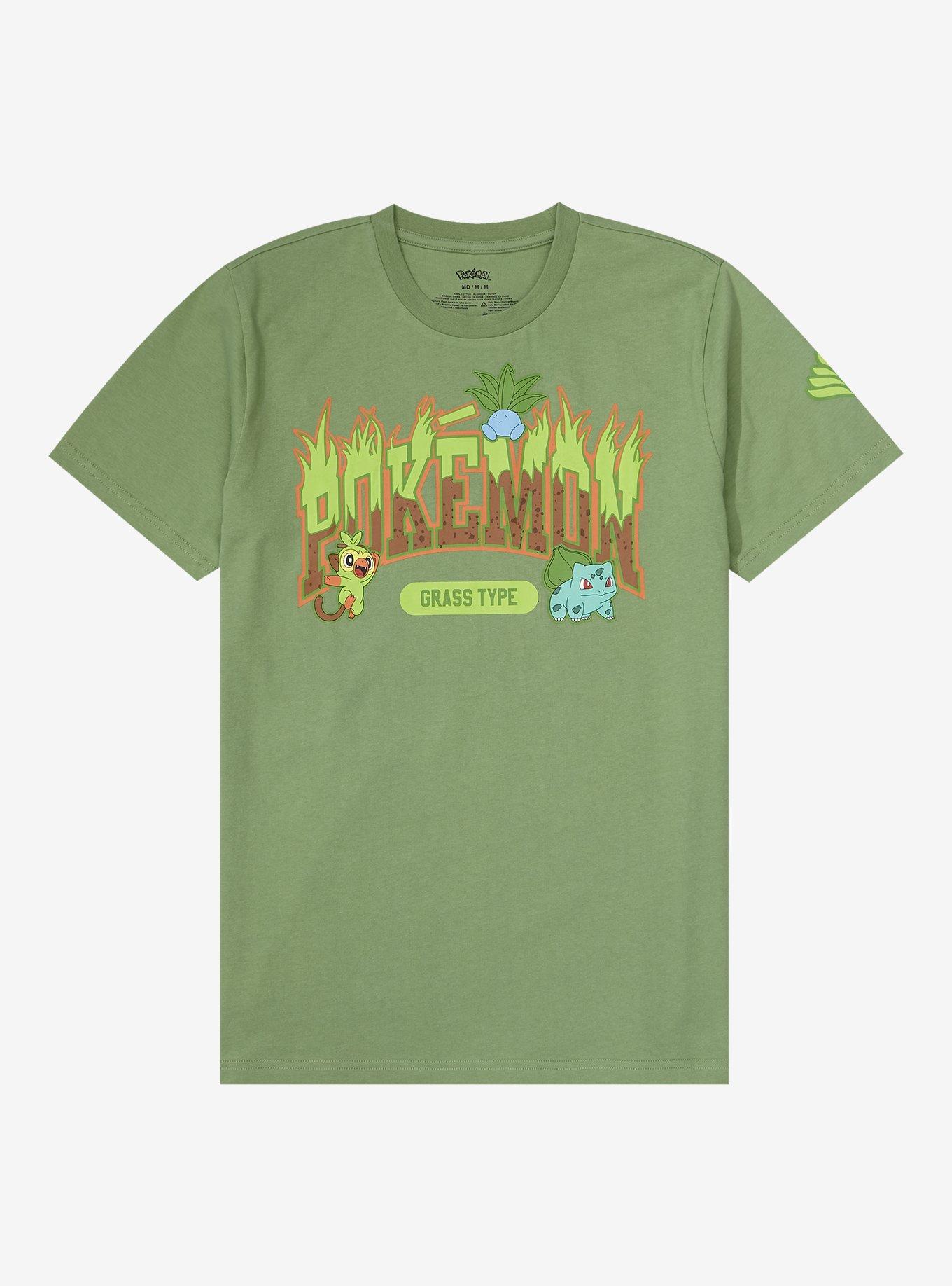 Pokémon Grass Type T-Shirt - BoxLunch Exclusive, GREEN, hi-res