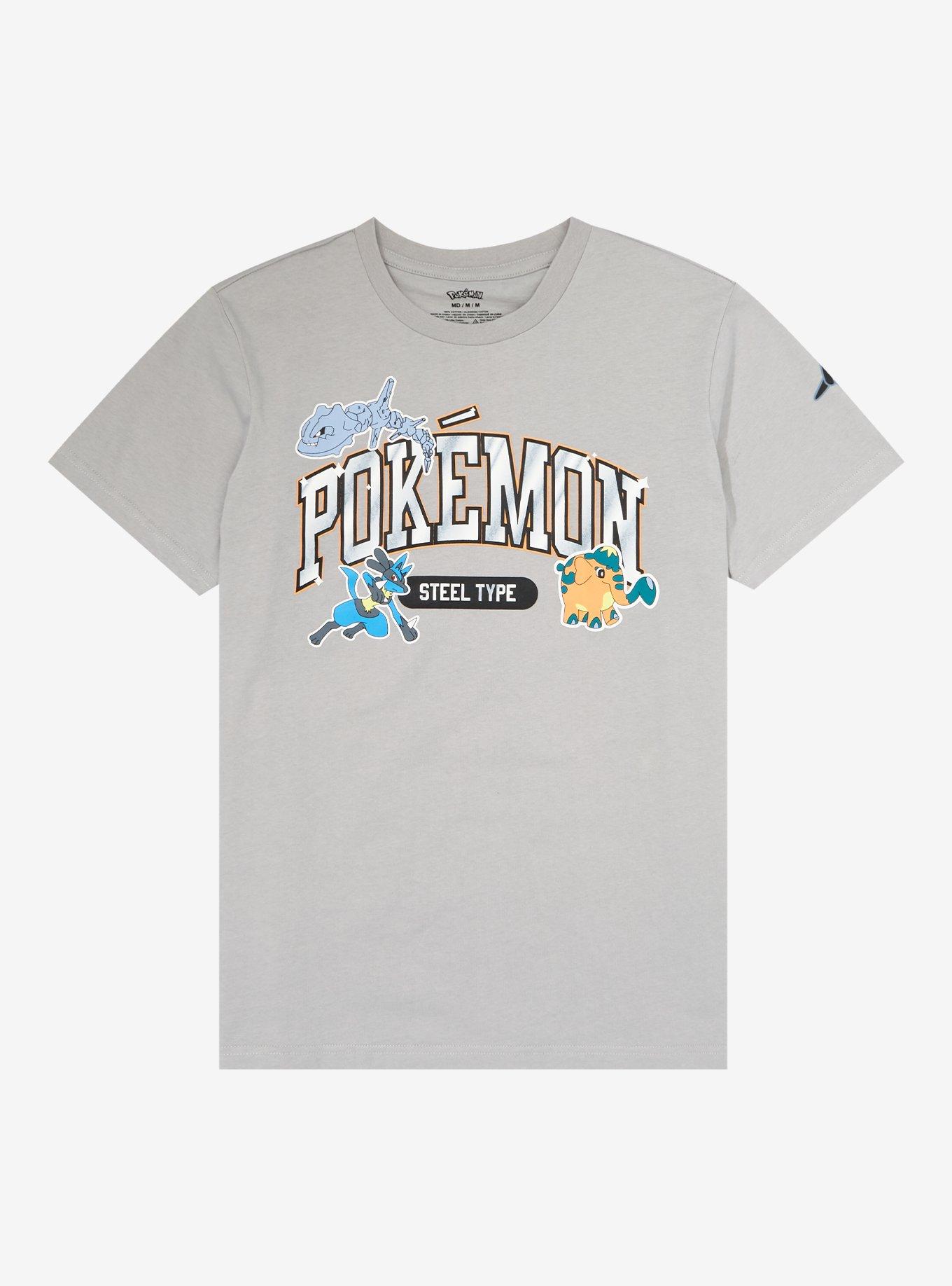 Pok&eacute;mon Steel Type T-Shirt - BoxLunch Exclusive, GREY, hi-res